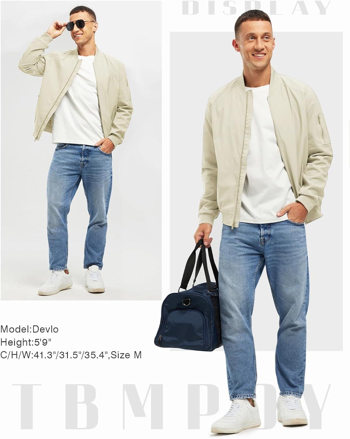 imageTBMPOY Mens Lightweight Bomber Jackets Light Track Jackets Casual Summer Windbreaker Outdoor Golf Fashion Coat for MenA2light Khaki