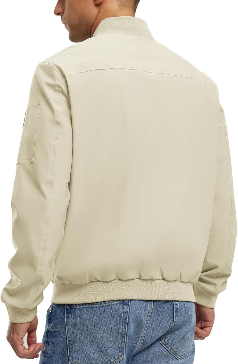 imageTBMPOY Mens Lightweight Bomber Jackets Light Track Jackets Casual Summer Windbreaker Outdoor Golf Fashion Coat for MenA2light Khaki
