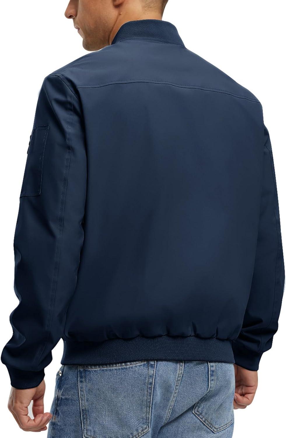 imageTBMPOY Mens Lightweight Bomber Jackets Light Track Jackets Casual Summer Windbreaker Outdoor Golf Fashion Coat for MenA2navy