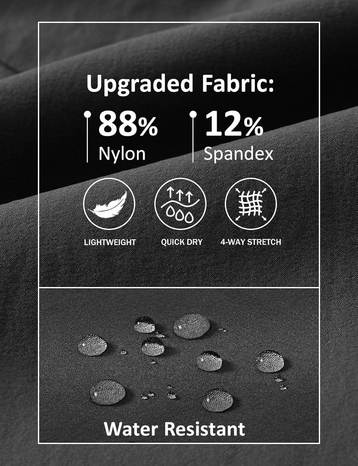imageTBMPOY Mens Lightweight Hiking Travel Pants 5 Zip Pockets Stretch Quick Dry Work Pant Cargo Outdoor Camping FishingDark Grey