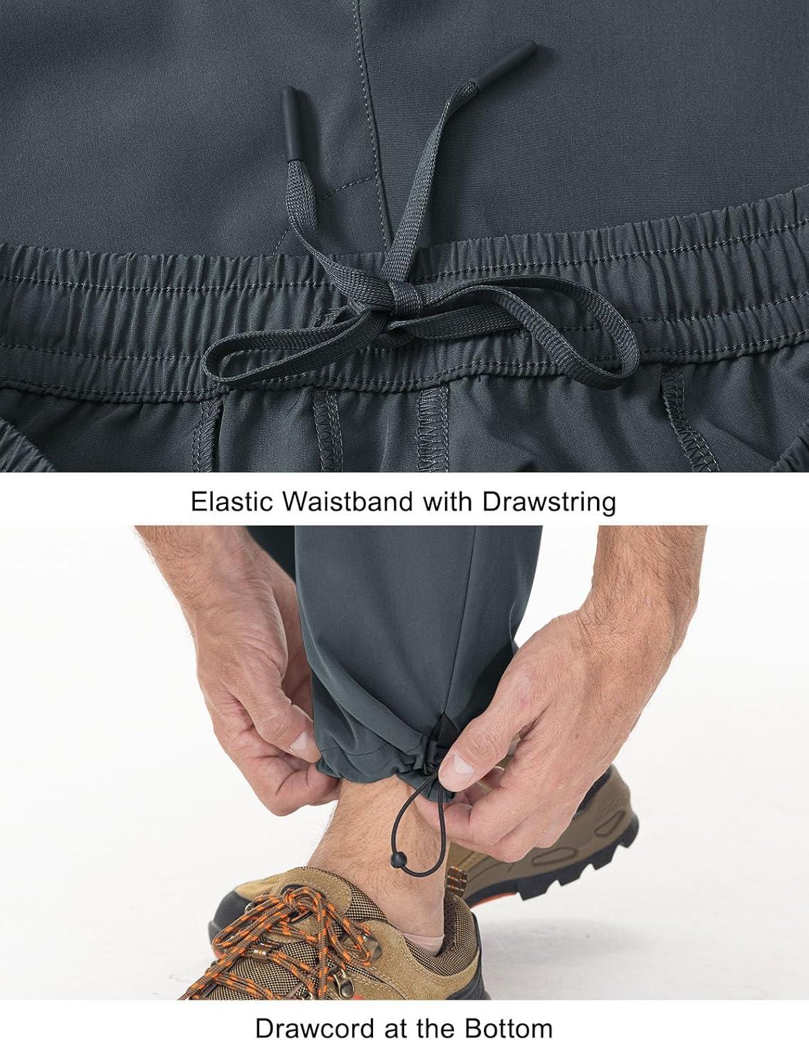 imageTBMPOY Mens Lightweight Hiking Travel Pants Cargo Pockets Quick Dry Stretch Water Resistant Fishing Outdoor WorkCold Grey
