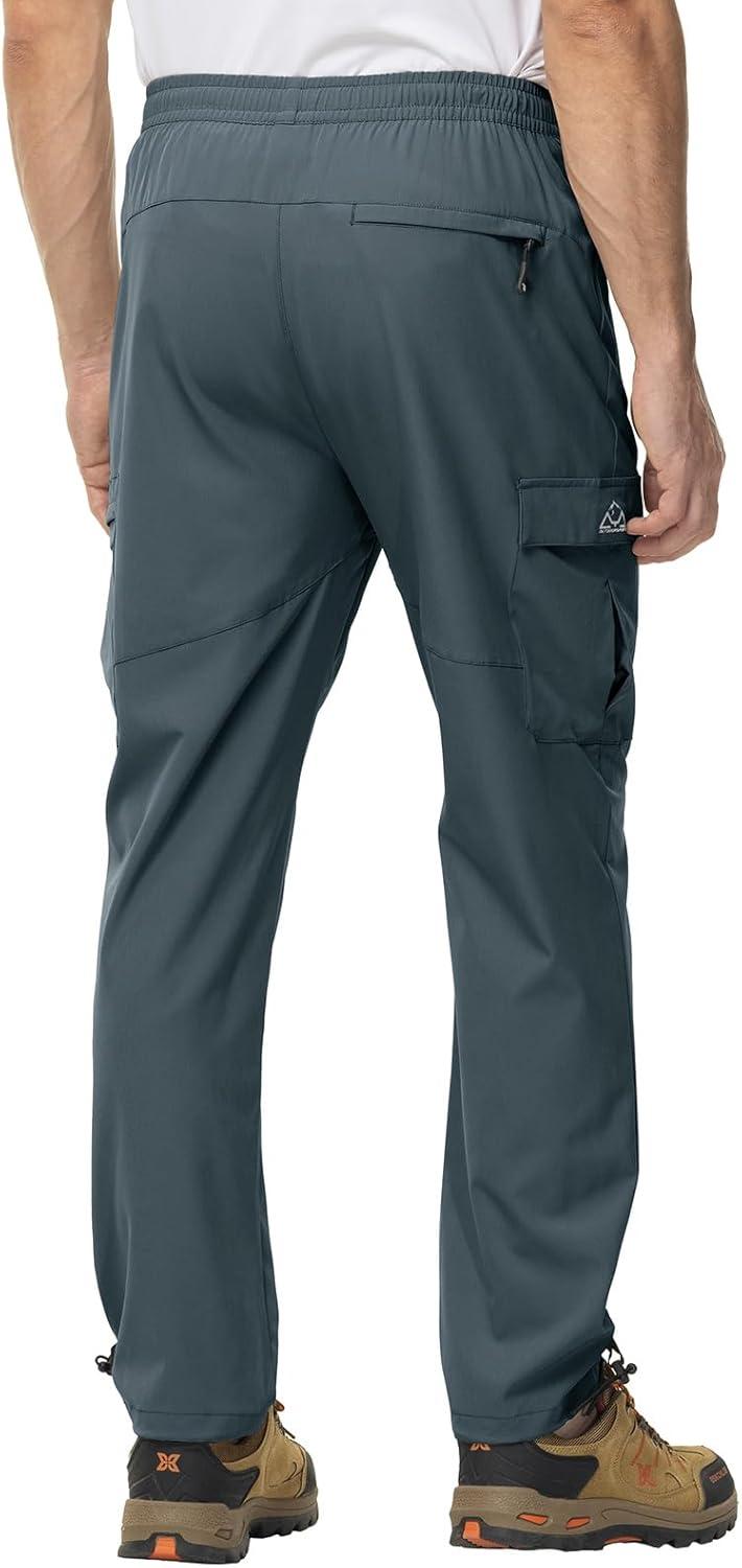 imageTBMPOY Mens Lightweight Hiking Travel Pants Cargo Pockets Quick Dry Stretch Water Resistant Fishing Outdoor WorkCold Grey