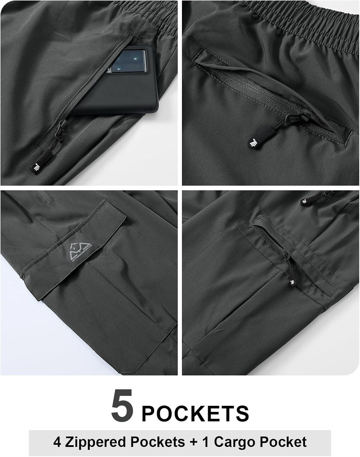 imageTBMPOY Mens Lightweight Hiking Travel Pants Cargo Pockets Quick Dry Stretch Water Resistant Fishing Outdoor WorkDark Grey