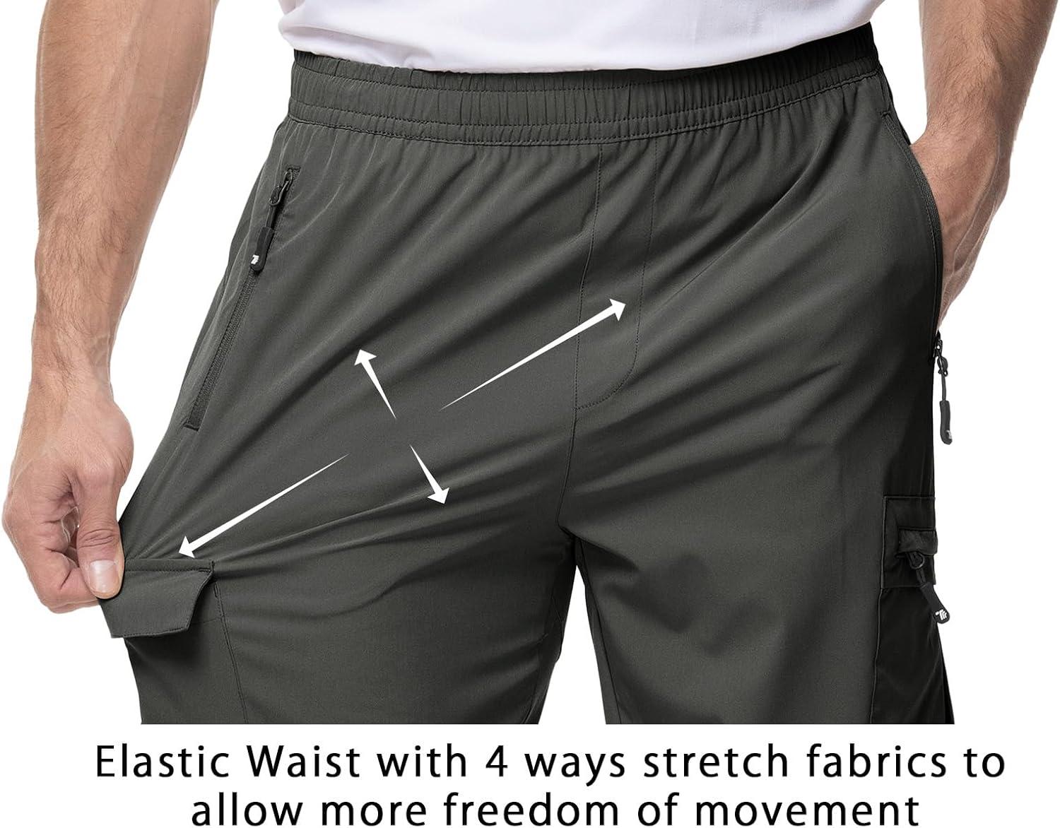 imageTBMPOY Mens Lightweight Hiking Travel Pants Cargo Pockets Quick Dry Stretch Water Resistant Fishing Outdoor WorkDark Grey