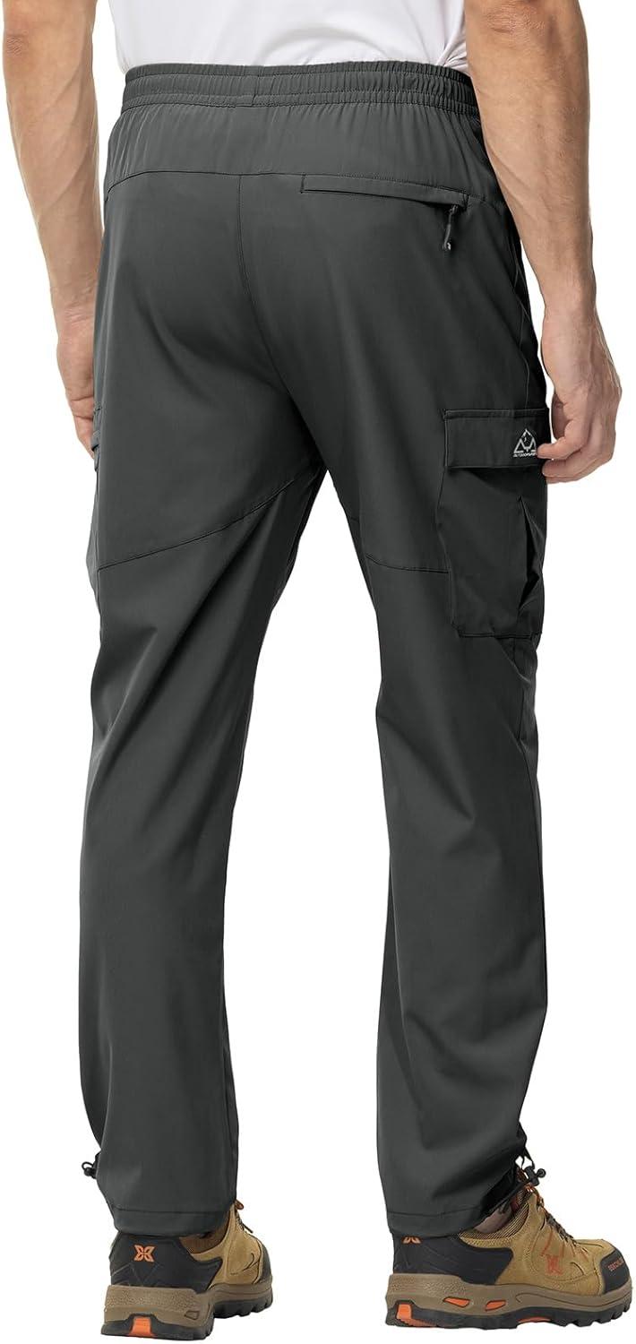 imageTBMPOY Mens Lightweight Hiking Travel Pants Cargo Pockets Quick Dry Stretch Water Resistant Fishing Outdoor WorkDark Grey