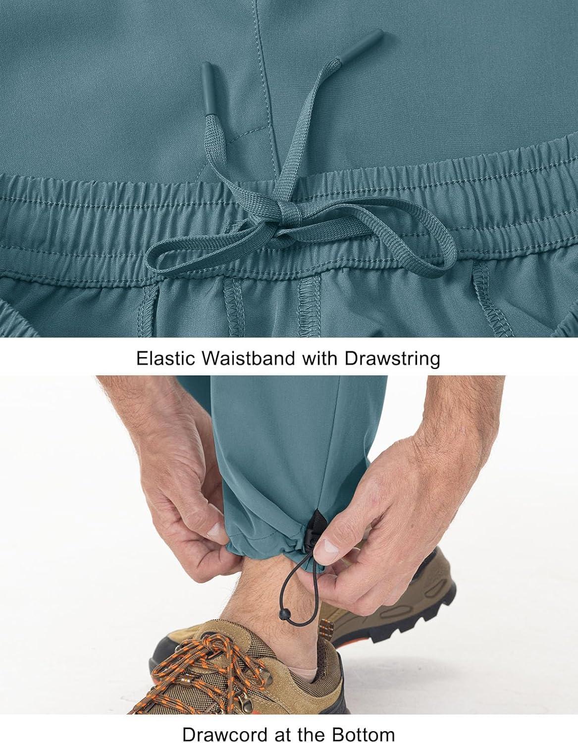 imageTBMPOY Mens Lightweight Hiking Travel Pants Cargo Pockets Quick Dry Stretch Water Resistant Fishing Outdoor WorkGrey Blue