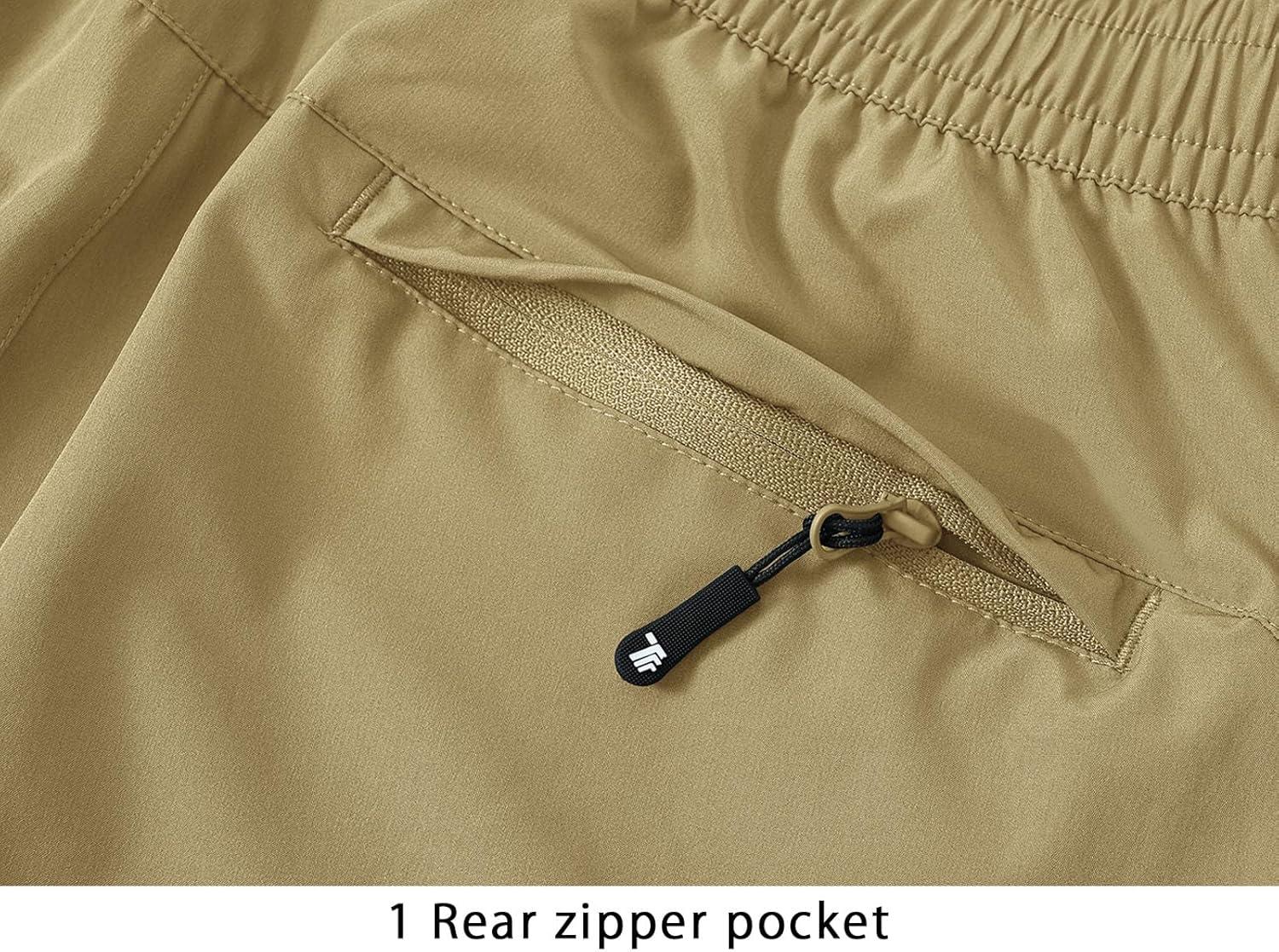 imageTBMPOY Mens Lightweight Hiking Travel Pants Cargo Pockets Quick Dry Stretch Water Resistant Fishing Outdoor WorkKhaki