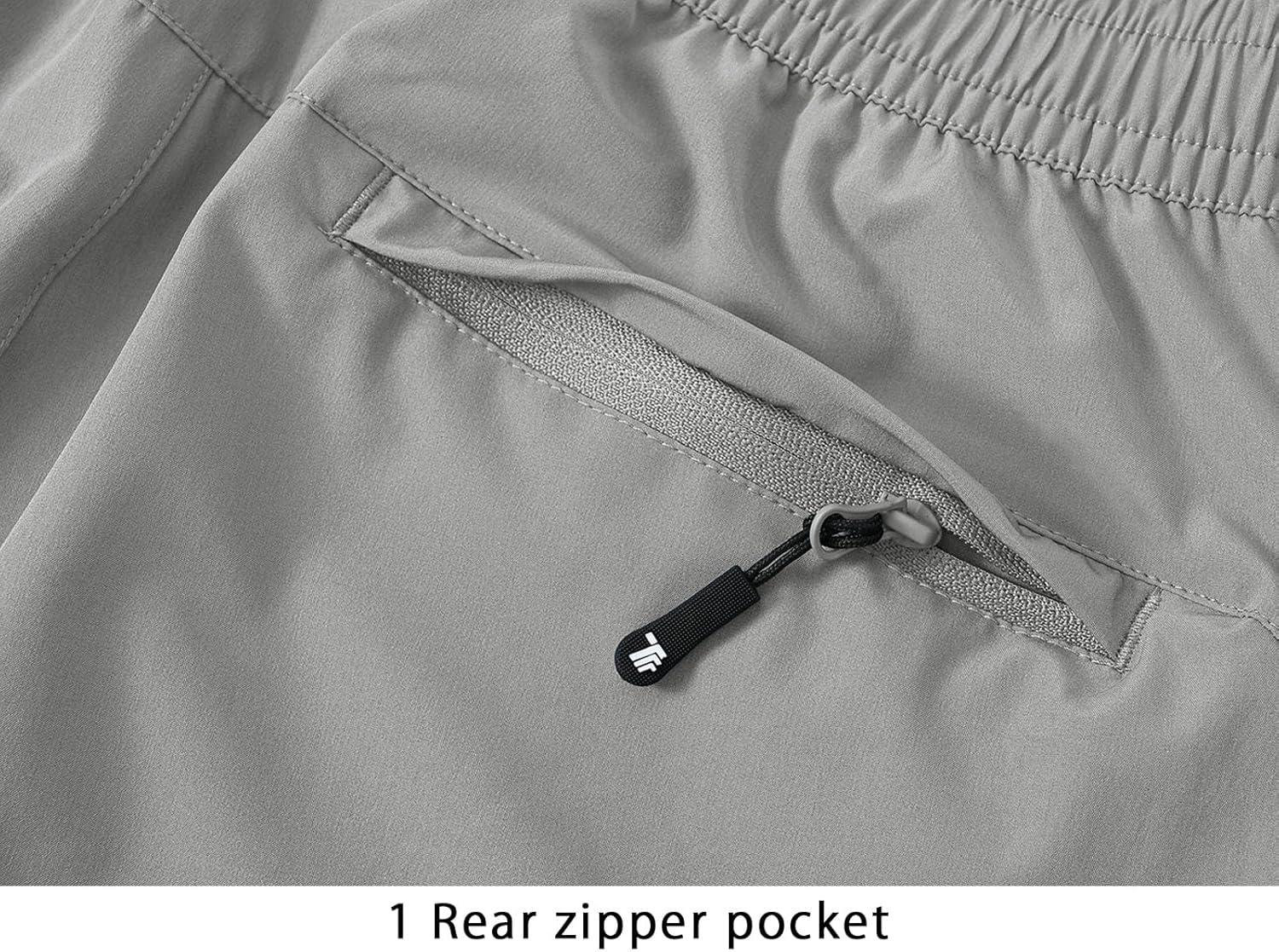 imageTBMPOY Mens Lightweight Hiking Travel Pants Cargo Pockets Quick Dry Stretch Water Resistant Fishing Outdoor WorkLight Grey