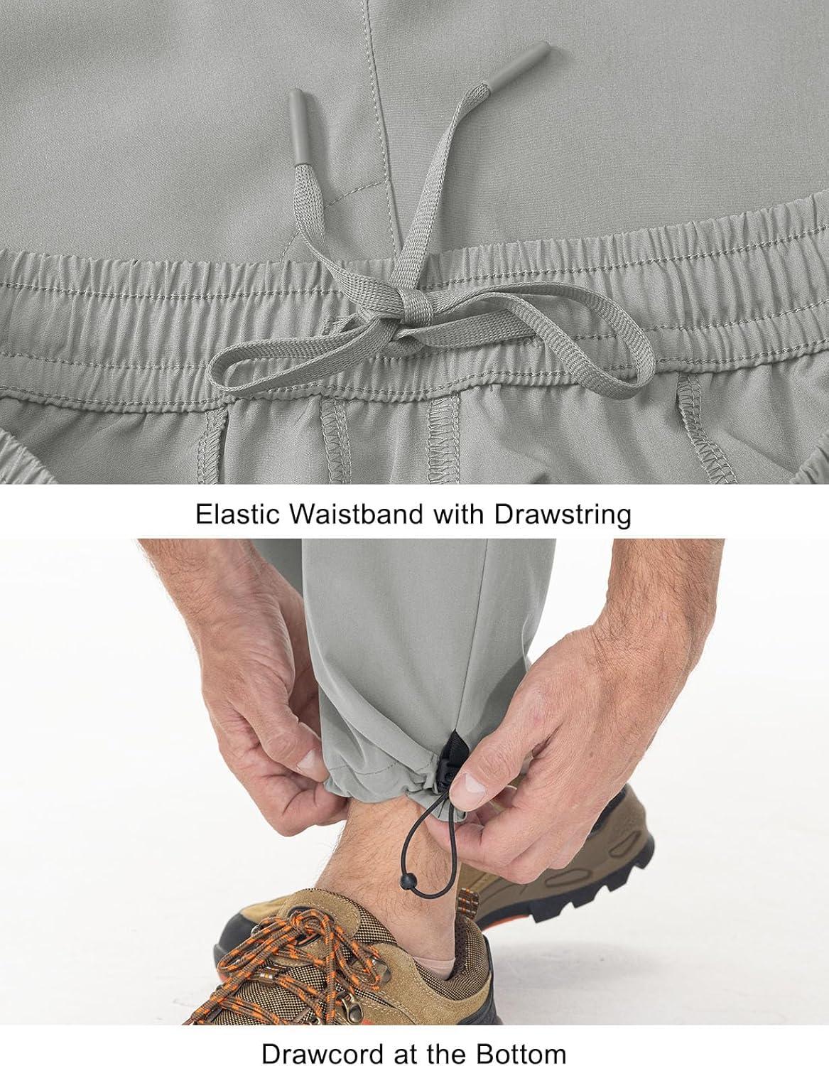 imageTBMPOY Mens Lightweight Hiking Travel Pants Cargo Pockets Quick Dry Stretch Water Resistant Fishing Outdoor WorkLight Grey
