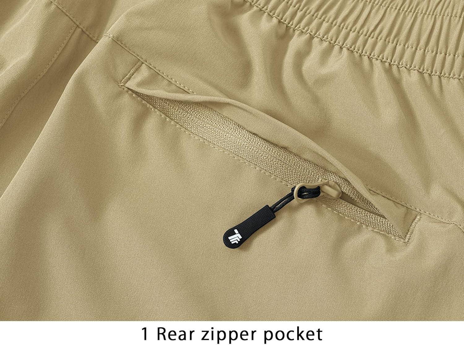 imageTBMPOY Mens Lightweight Hiking Travel Pants Cargo Pockets Quick Dry Stretch Water Resistant Fishing Outdoor WorkLight Khaki