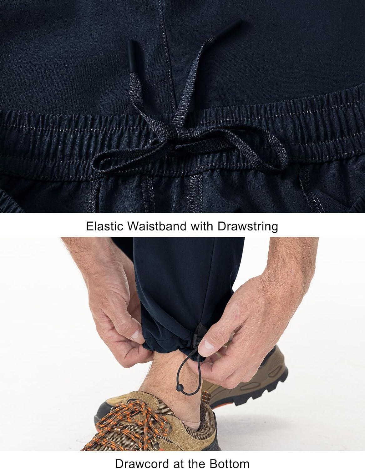 imageTBMPOY Mens Lightweight Hiking Travel Pants Cargo Pockets Quick Dry Stretch Water Resistant Fishing Outdoor WorkNavy