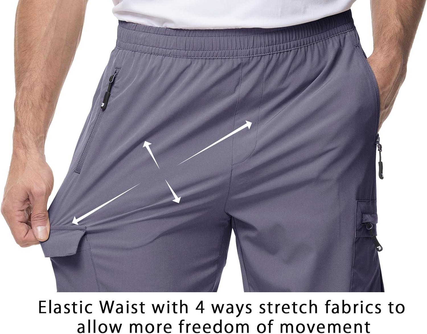 imageTBMPOY Mens Lightweight Hiking Travel Pants Cargo Pockets Quick Dry Stretch Water Resistant Fishing Outdoor WorkPurple Grey