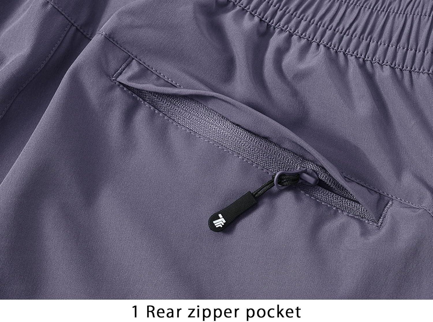 imageTBMPOY Mens Lightweight Hiking Travel Pants Cargo Pockets Quick Dry Stretch Water Resistant Fishing Outdoor WorkPurple Grey