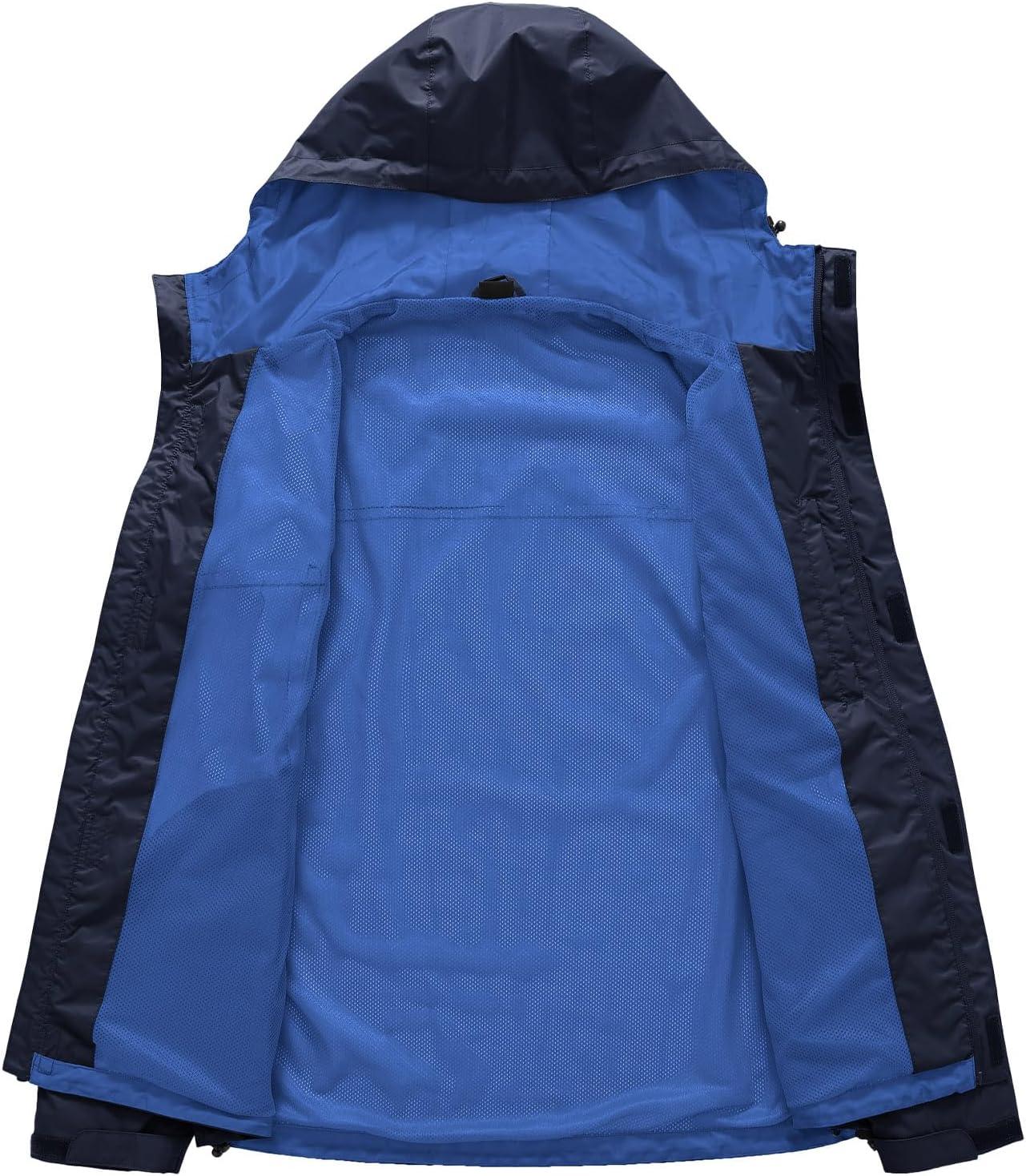 imageTBMPOY Mens Lightweight Rain Jackets Waterproof Raincoat with Hood Running Cycling Hiking Outdoor Windbreaker2navy