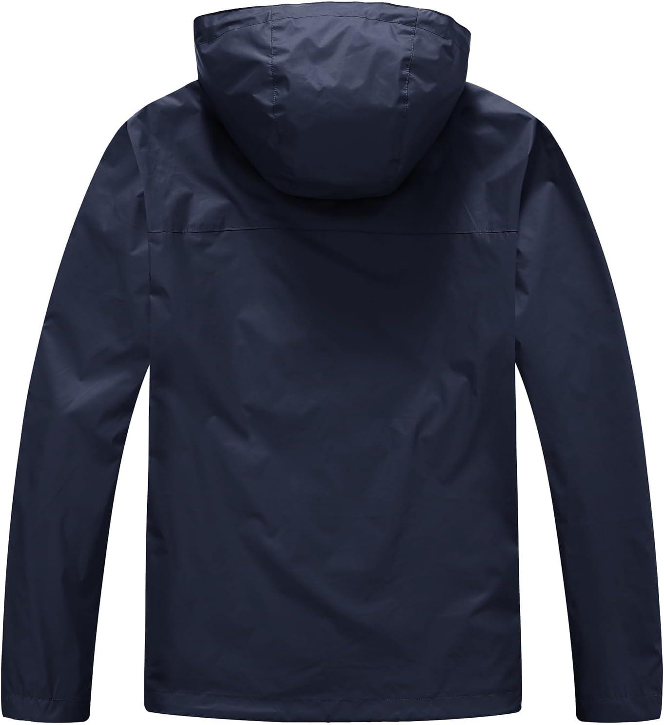 imageTBMPOY Mens Lightweight Rain Jackets Waterproof Raincoat with Hood Running Cycling Hiking Outdoor Windbreaker2navy