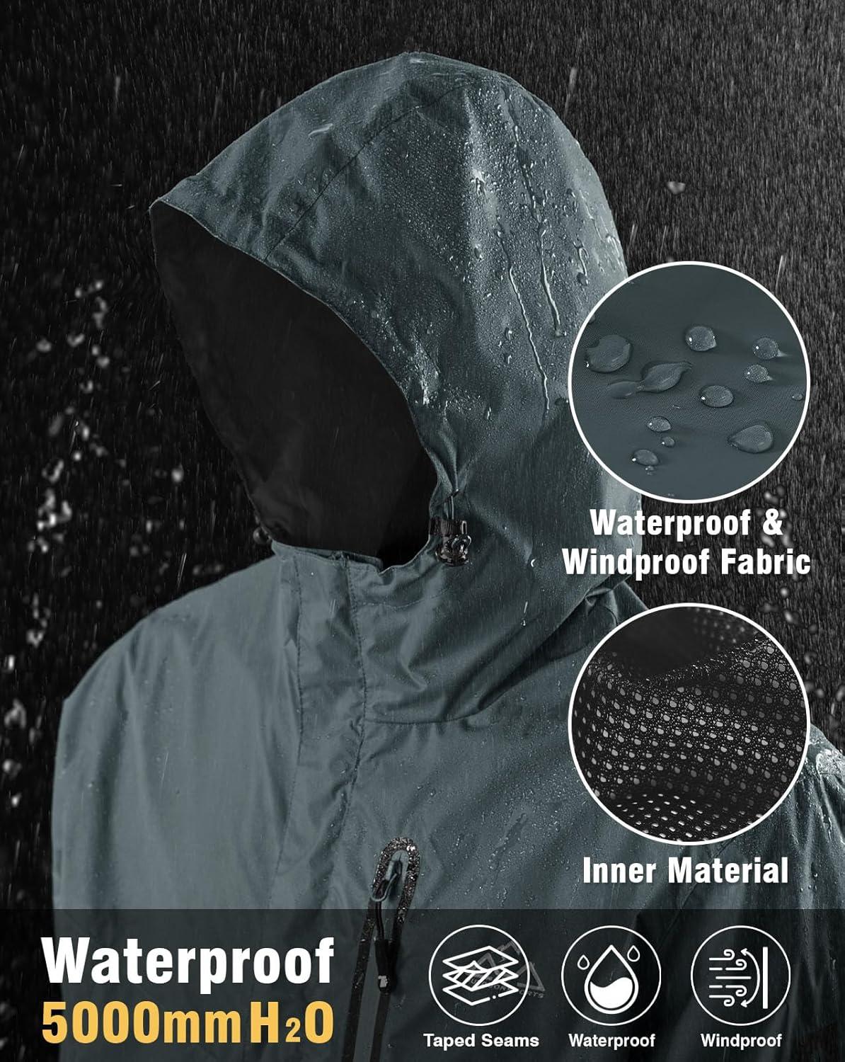 imageTBMPOY Mens Lightweight Rain Jackets Waterproof Raincoat with Hood Running Cycling Hiking Outdoor Windbreaker3dark Grey