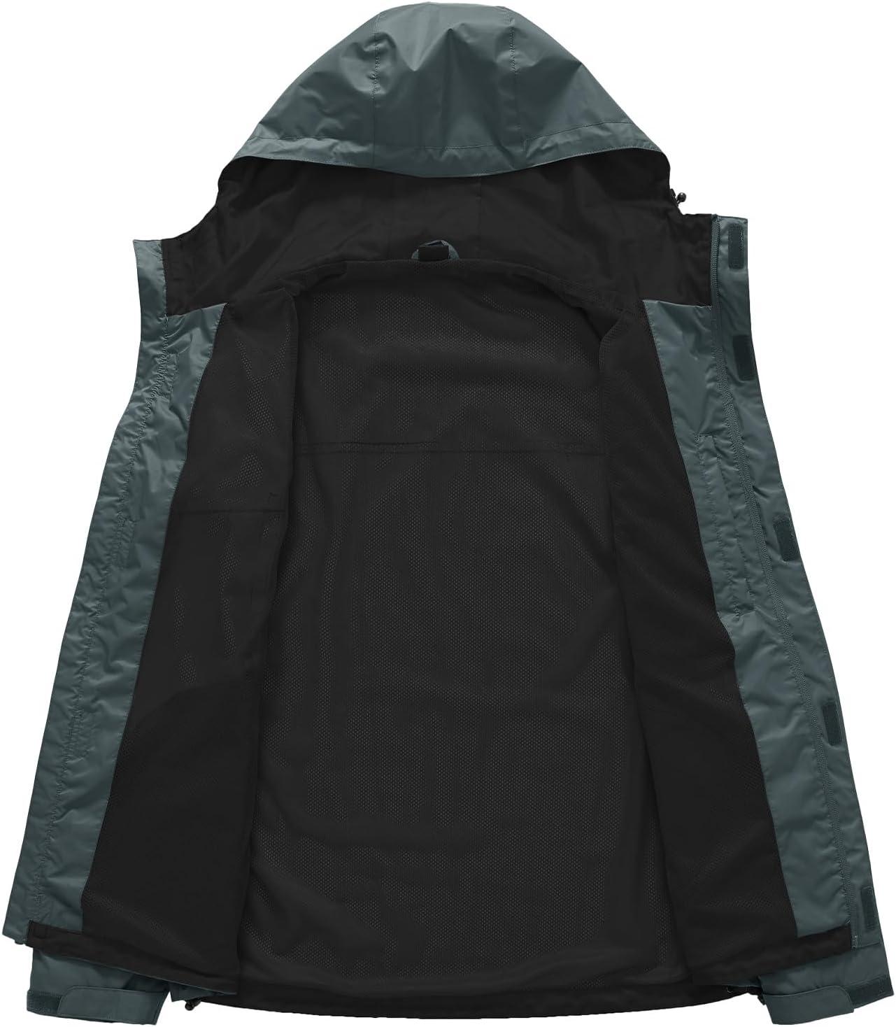 imageTBMPOY Mens Lightweight Rain Jackets Waterproof Raincoat with Hood Running Cycling Hiking Outdoor Windbreaker3dark Grey