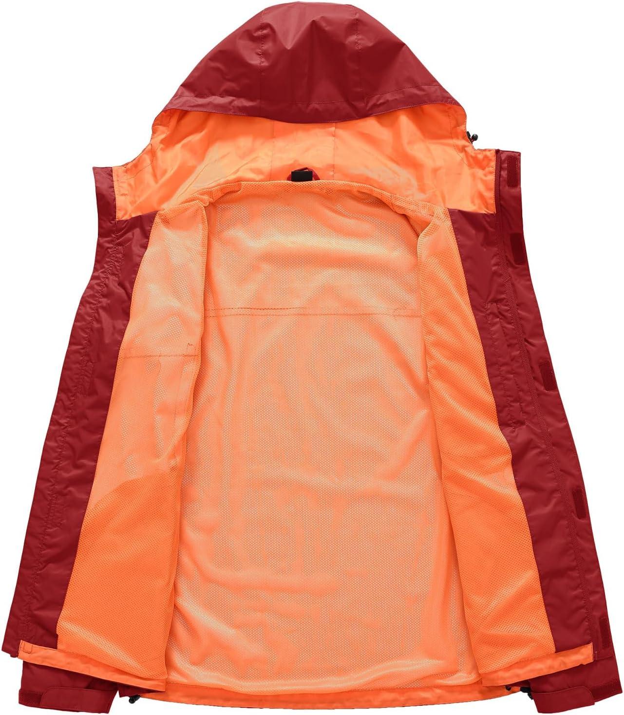 imageTBMPOY Mens Lightweight Rain Jackets Waterproof Raincoat with Hood Running Cycling Hiking Outdoor Windbreaker4wine Red