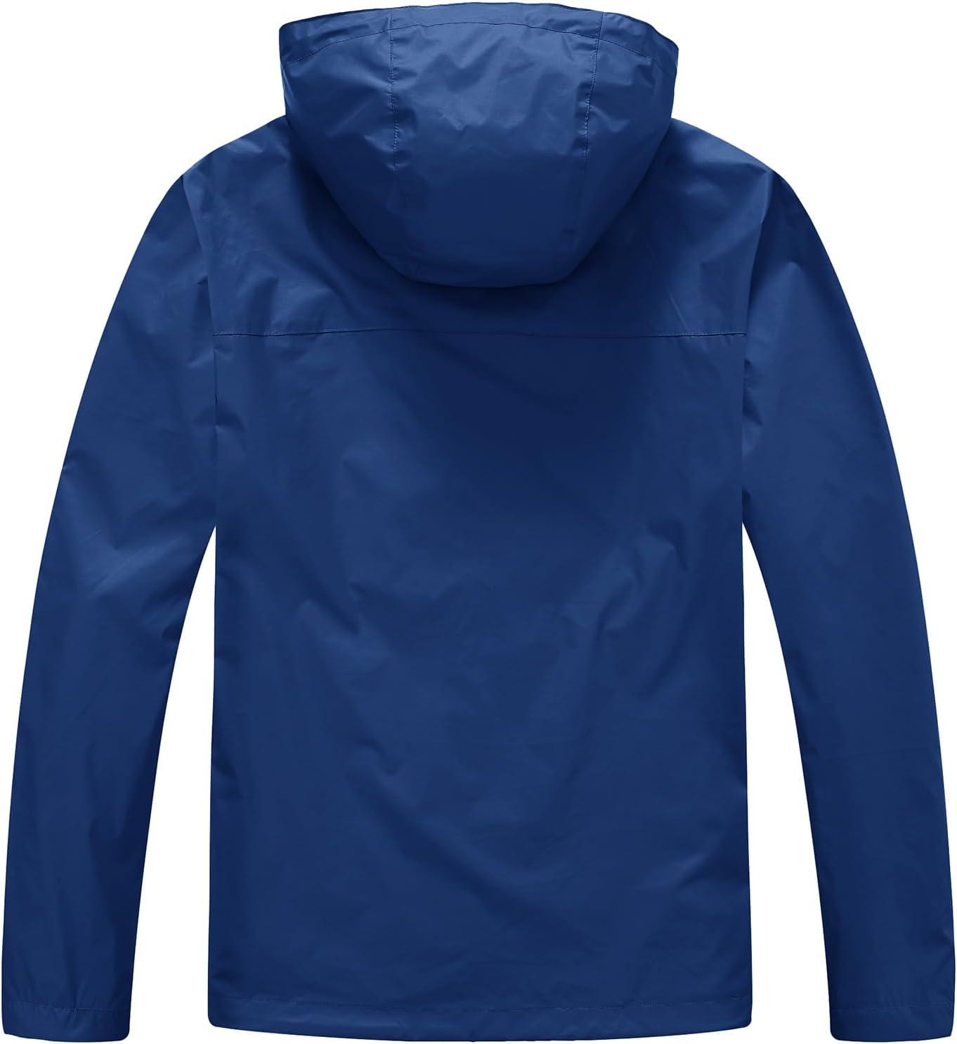 imageTBMPOY Mens Lightweight Rain Jackets Waterproof Raincoat with Hood Running Cycling Hiking Outdoor Windbreaker5royal Blue