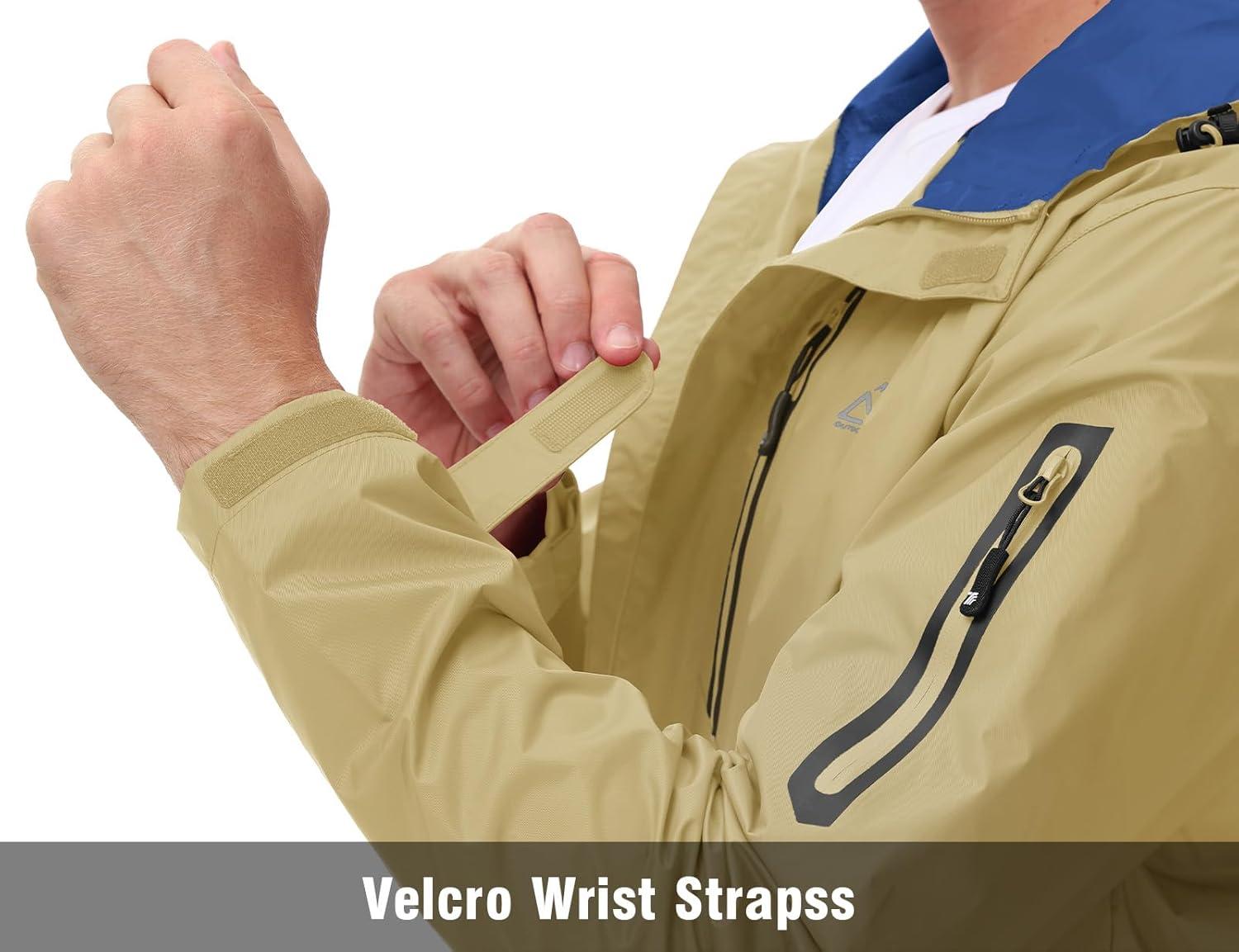 imageTBMPOY Mens Lightweight Rain Jackets Waterproof Raincoat with Hood Running Cycling Hiking Outdoor Windbreaker6khaki
