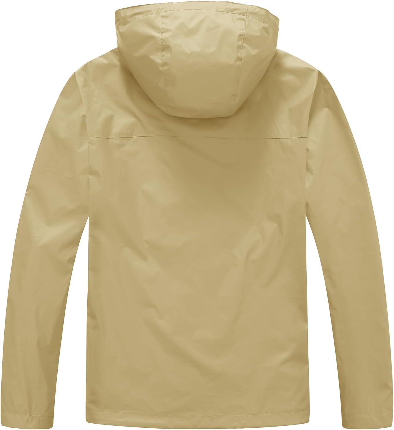 imageTBMPOY Mens Lightweight Rain Jackets Waterproof Raincoat with Hood Running Cycling Hiking Outdoor Windbreaker6khaki