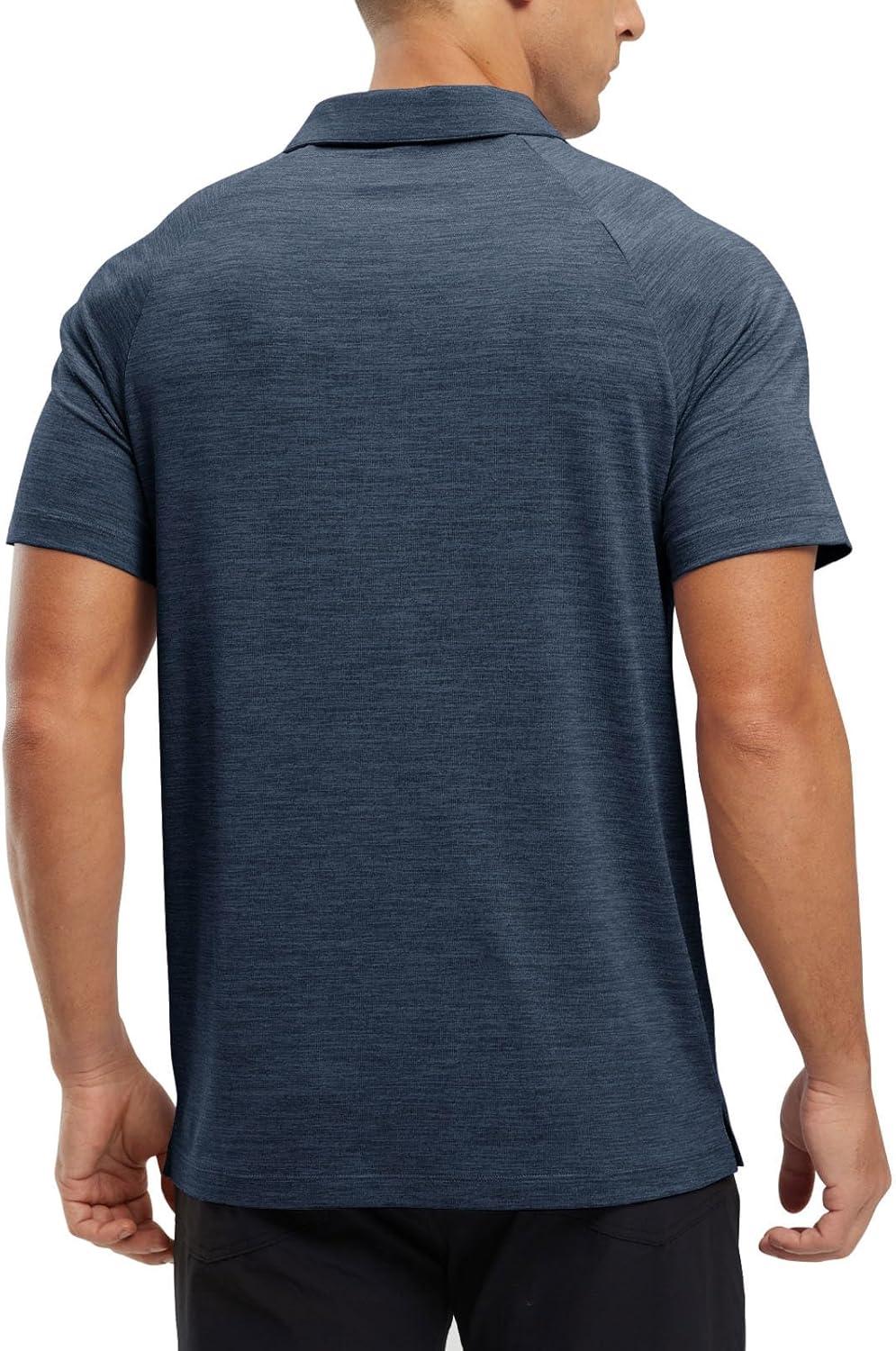 imageTBMPOY Mens Polo Shirts Short Sleeves with Pocket Lightweight Quick Dry Outdoor Casual Work Golf Sports ShirtBlue