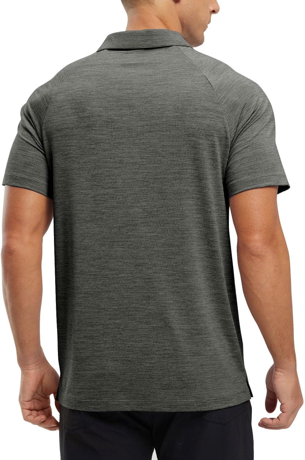 imageTBMPOY Mens Polo Shirts Short Sleeves with Pocket Lightweight Quick Dry Outdoor Casual Work Golf Sports ShirtDark Grey