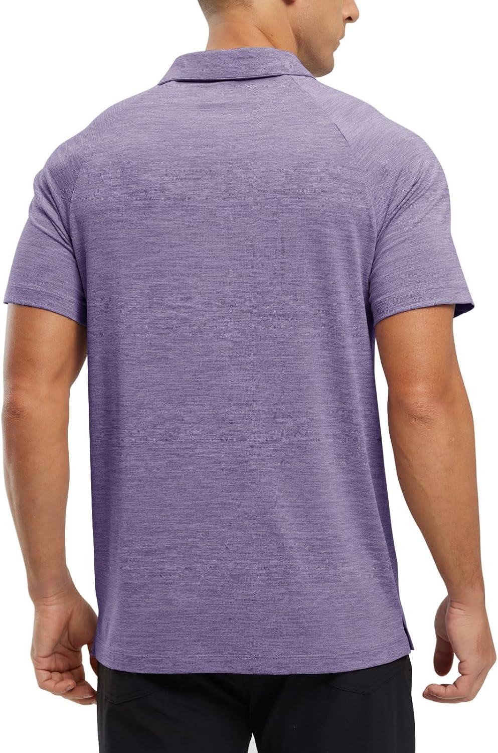imageTBMPOY Mens Polo Shirts Short Sleeves with Pocket Lightweight Quick Dry Outdoor Casual Work Golf Sports ShirtDeep Purple