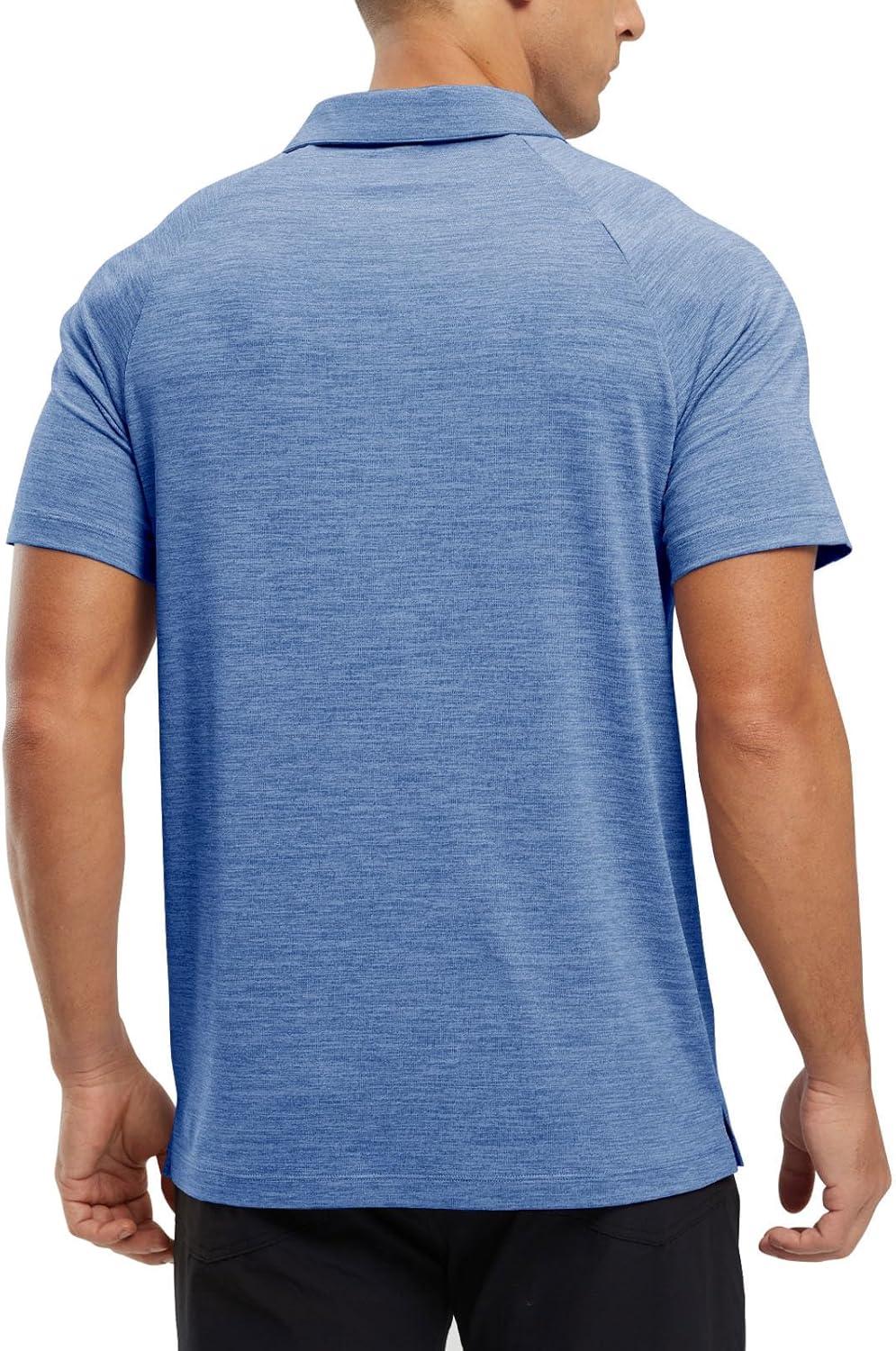 imageTBMPOY Mens Polo Shirts Short Sleeves with Pocket Lightweight Quick Dry Outdoor Casual Work Golf Sports ShirtDenim Blue