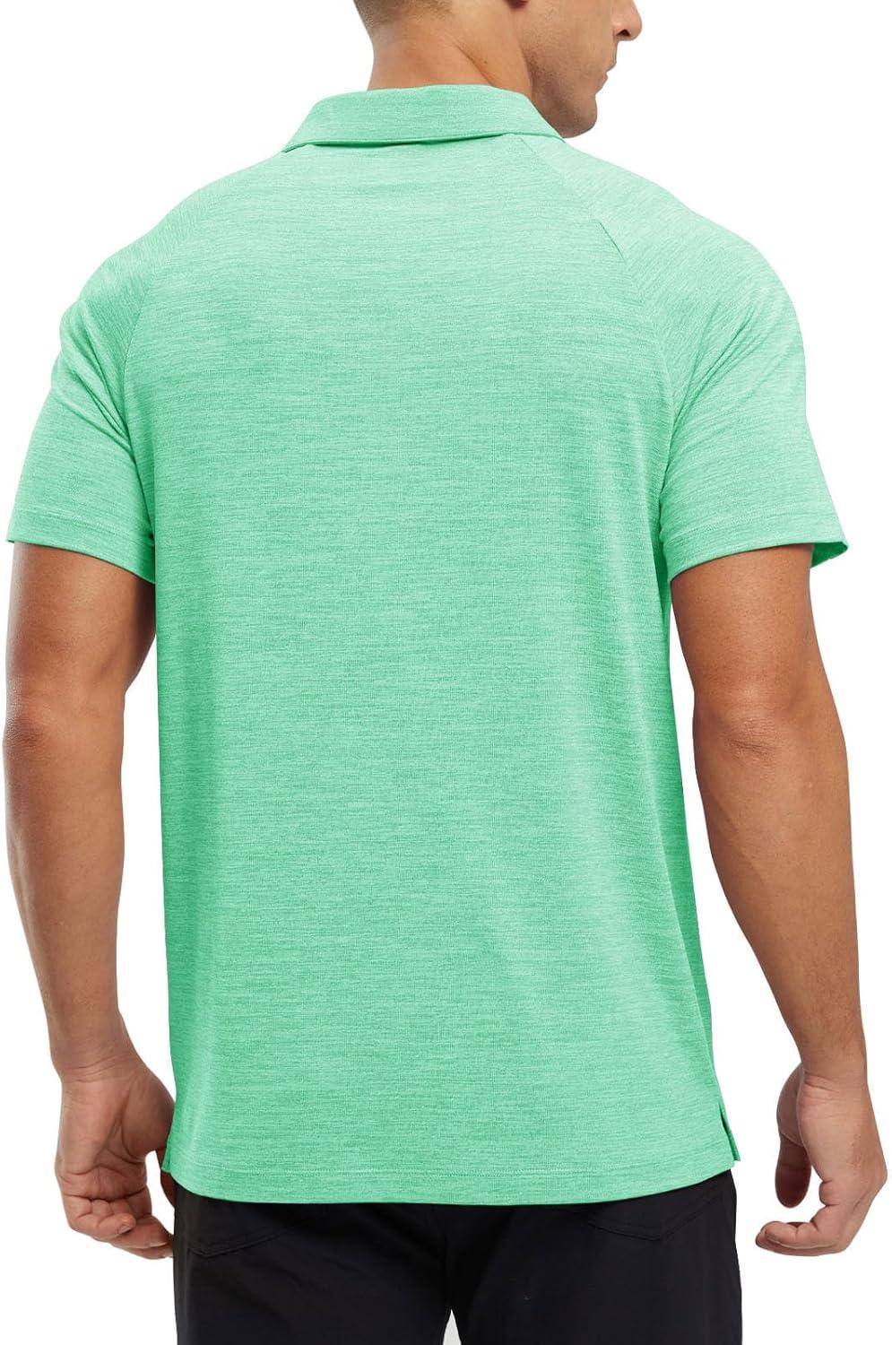 imageTBMPOY Mens Polo Shirts Short Sleeves with Pocket Lightweight Quick Dry Outdoor Casual Work Golf Sports ShirtGreen