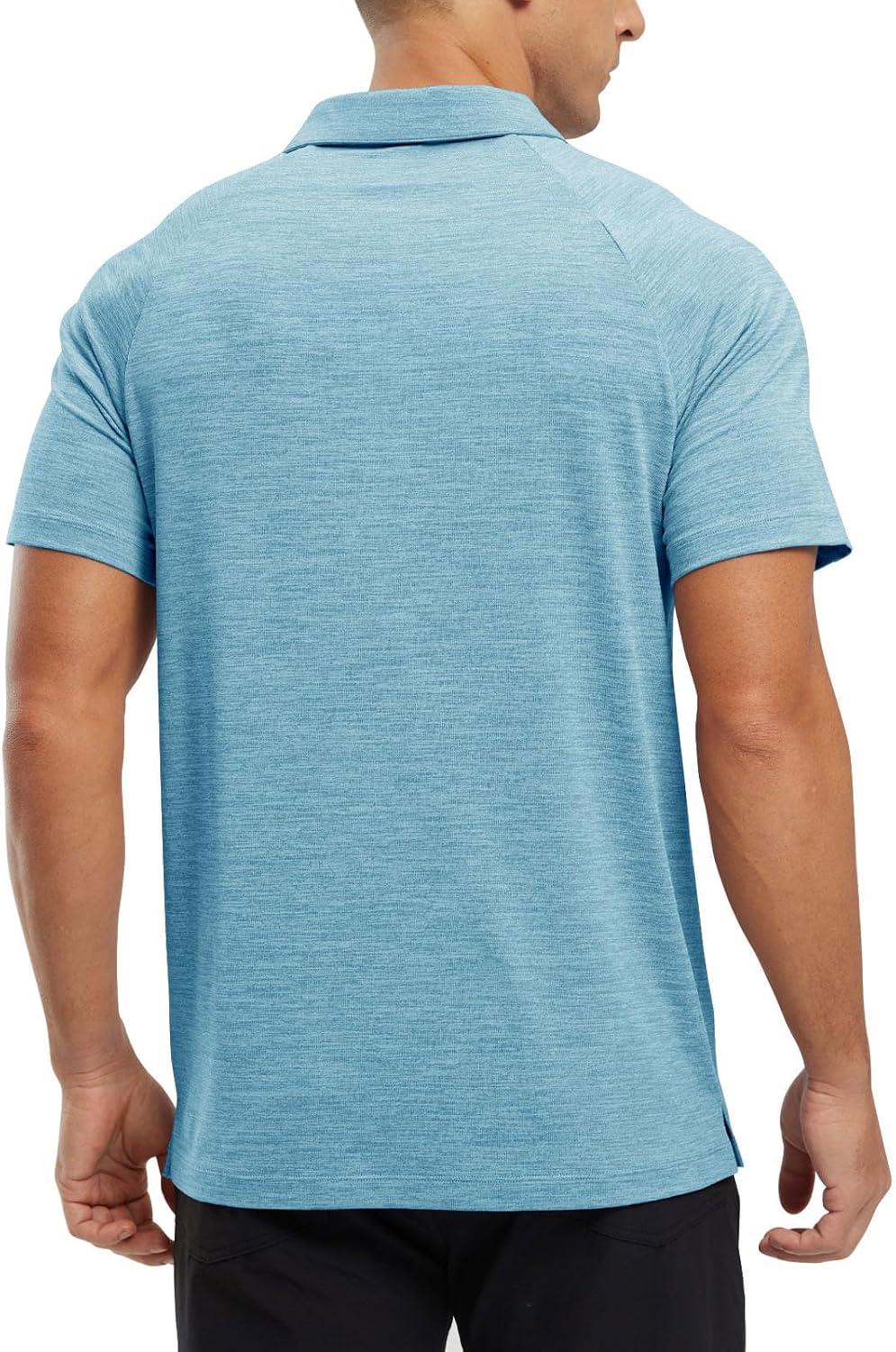 imageTBMPOY Mens Polo Shirts Short Sleeves with Pocket Lightweight Quick Dry Outdoor Casual Work Golf Sports ShirtLake Blue