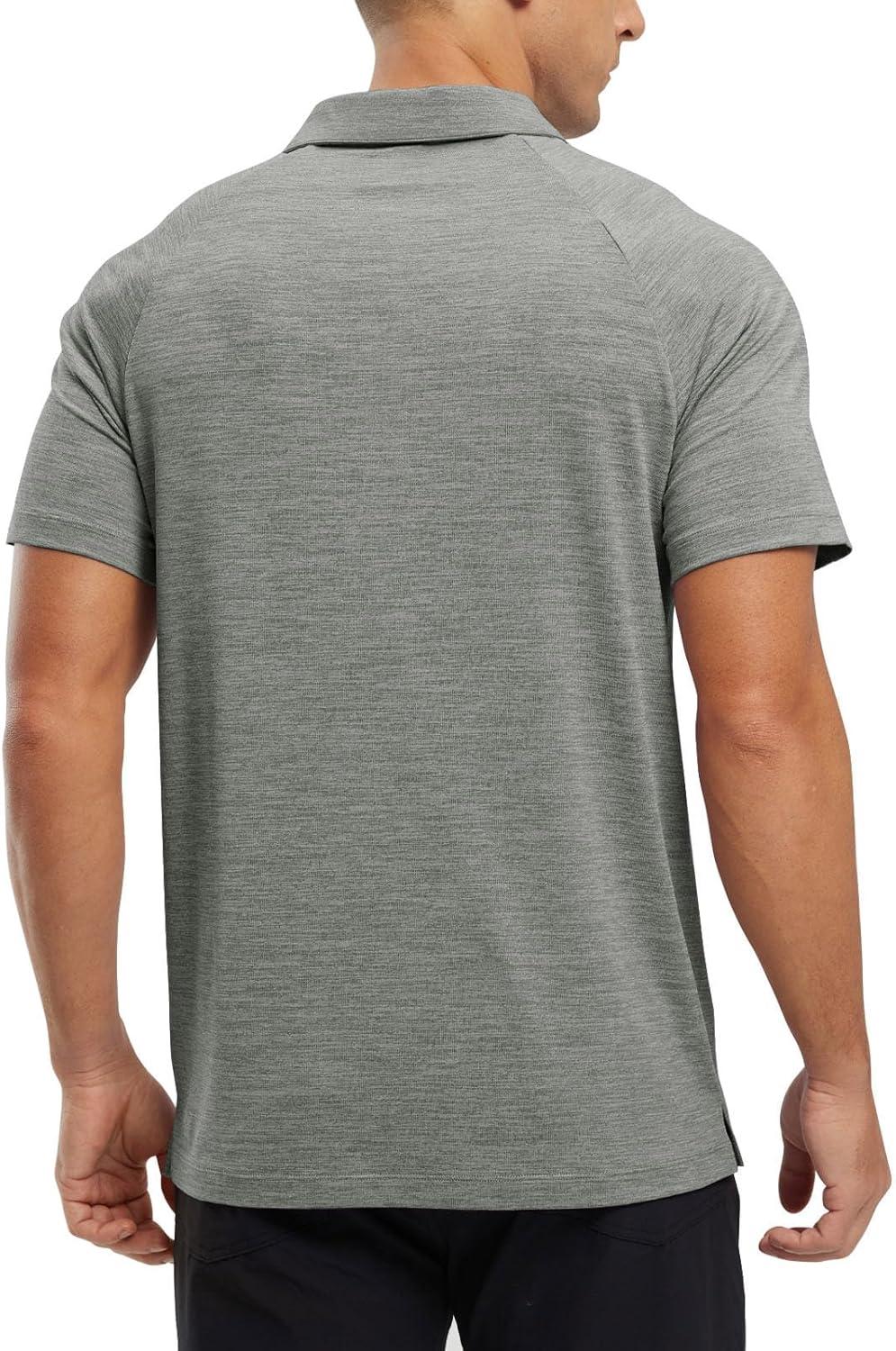 imageTBMPOY Mens Polo Shirts Short Sleeves with Pocket Lightweight Quick Dry Outdoor Casual Work Golf Sports ShirtLight Grey