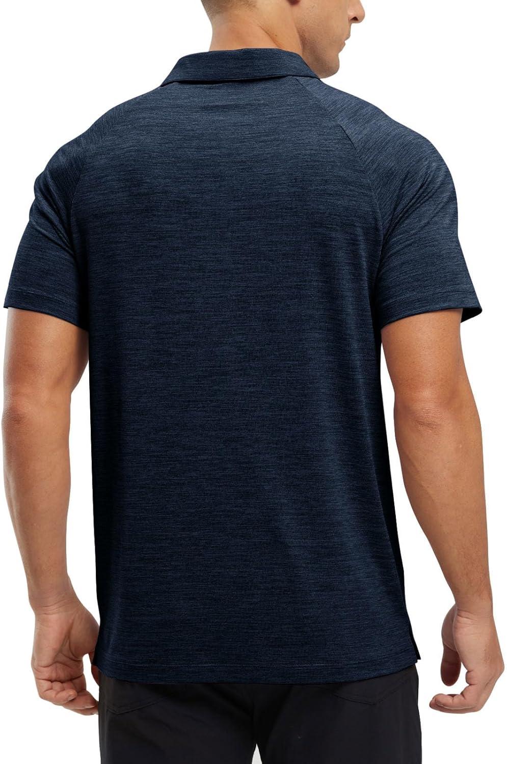 imageTBMPOY Mens Polo Shirts Short Sleeves with Pocket Lightweight Quick Dry Outdoor Casual Work Golf Sports ShirtNavy