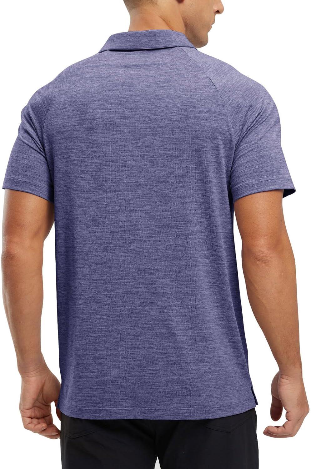 imageTBMPOY Mens Polo Shirts Short Sleeves with Pocket Lightweight Quick Dry Outdoor Casual Work Golf Sports ShirtPurple