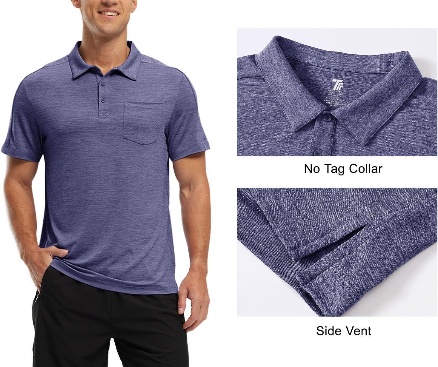 imageTBMPOY Mens Polo Shirts Short Sleeves with Pocket Lightweight Quick Dry Outdoor Casual Work Golf Sports ShirtPurple