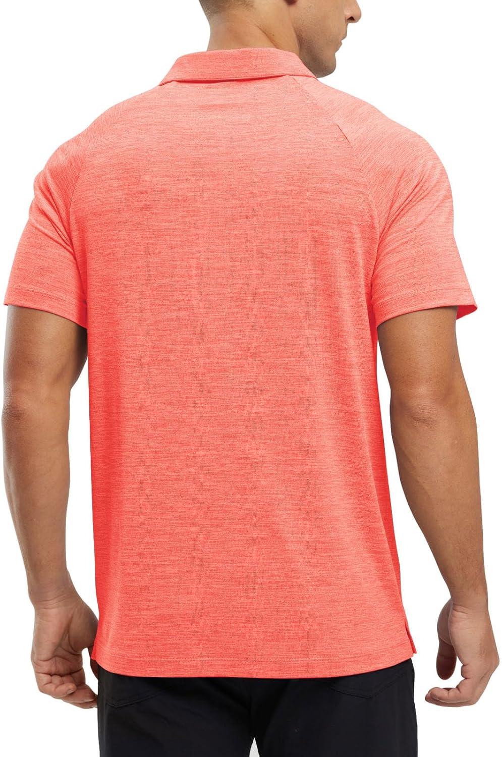 imageTBMPOY Mens Polo Shirts Short Sleeves with Pocket Lightweight Quick Dry Outdoor Casual Work Golf Sports ShirtRed Orange