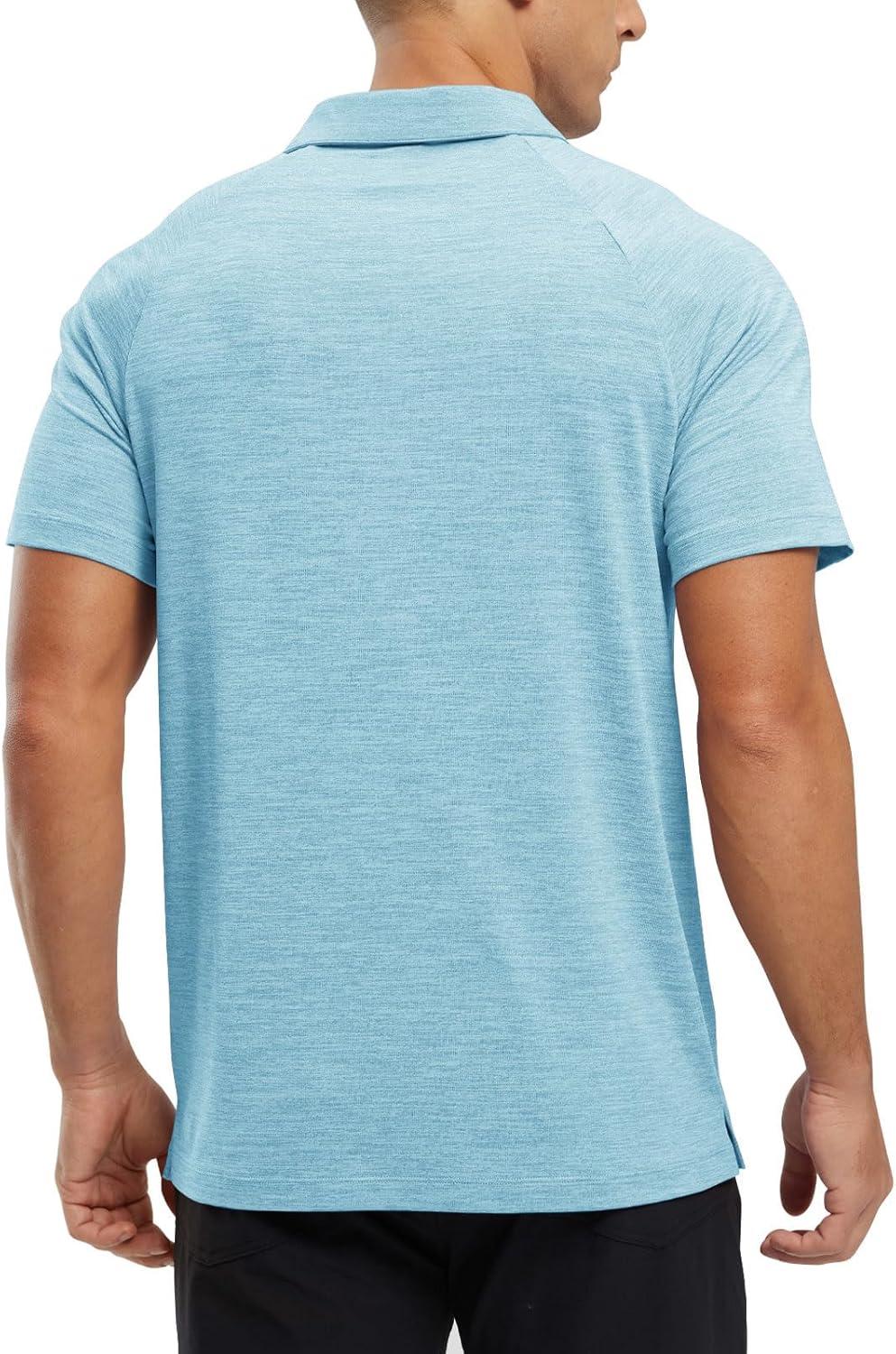 imageTBMPOY Mens Polo Shirts Short Sleeves with Pocket Lightweight Quick Dry Outdoor Casual Work Golf Sports ShirtSky Blue