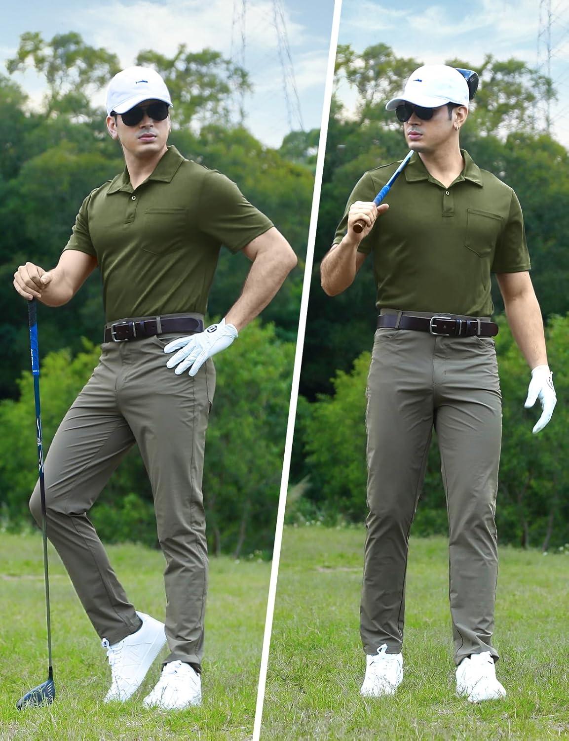 imageTBMPOY Mens Polo Shirts with Pocket Short Sleeve Quick Dry Casual Sports Outdoor Golf ShirtArmy Green