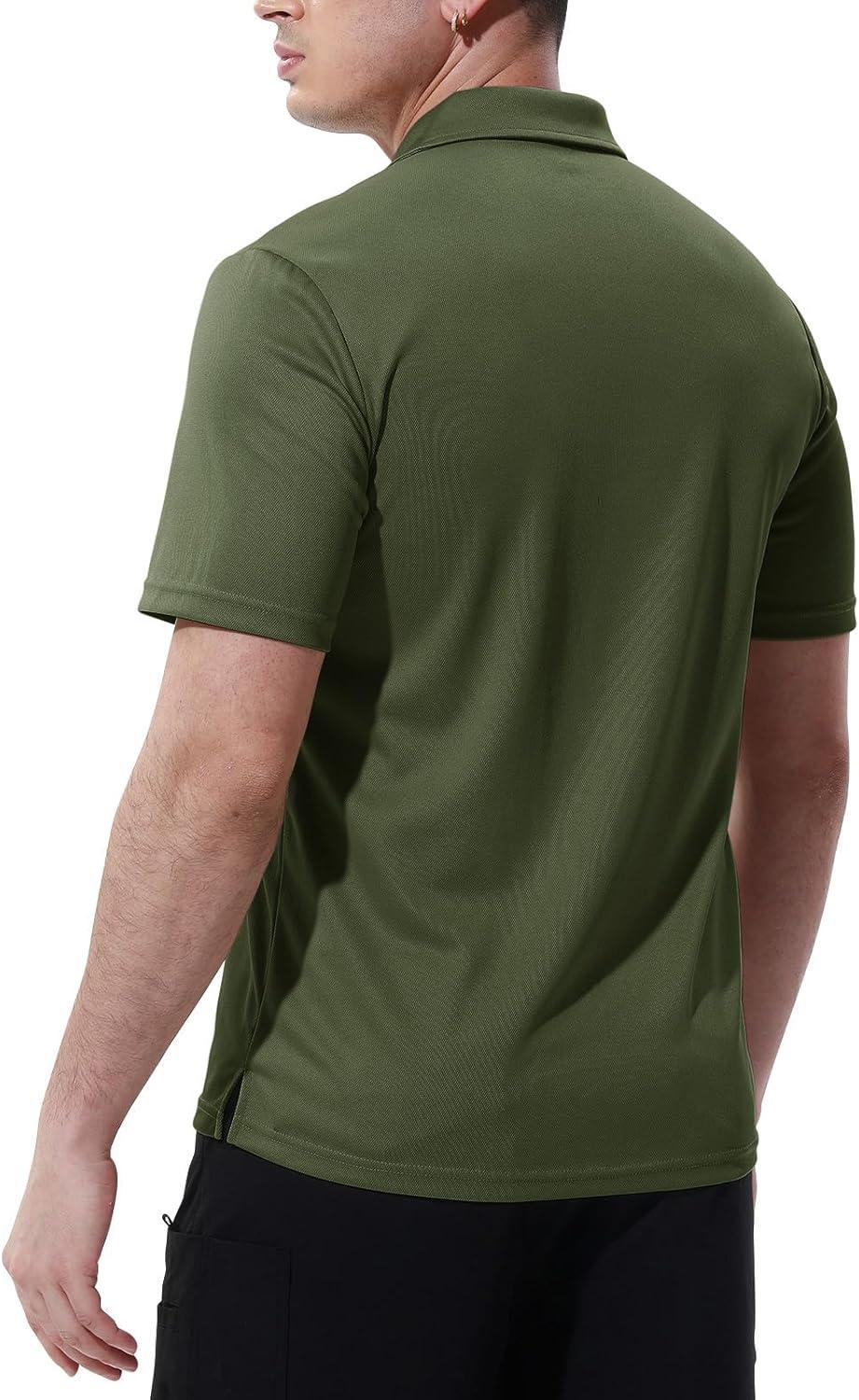 imageTBMPOY Mens Polo Shirts with Pocket Short Sleeve Quick Dry Casual Sports Outdoor Golf ShirtArmy Green