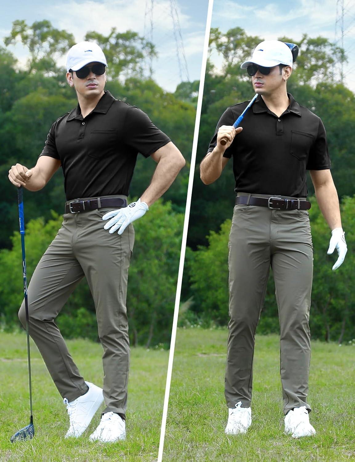 imageTBMPOY Mens Polo Shirts with Pocket Short Sleeve Quick Dry Casual Sports Outdoor Golf ShirtBlack