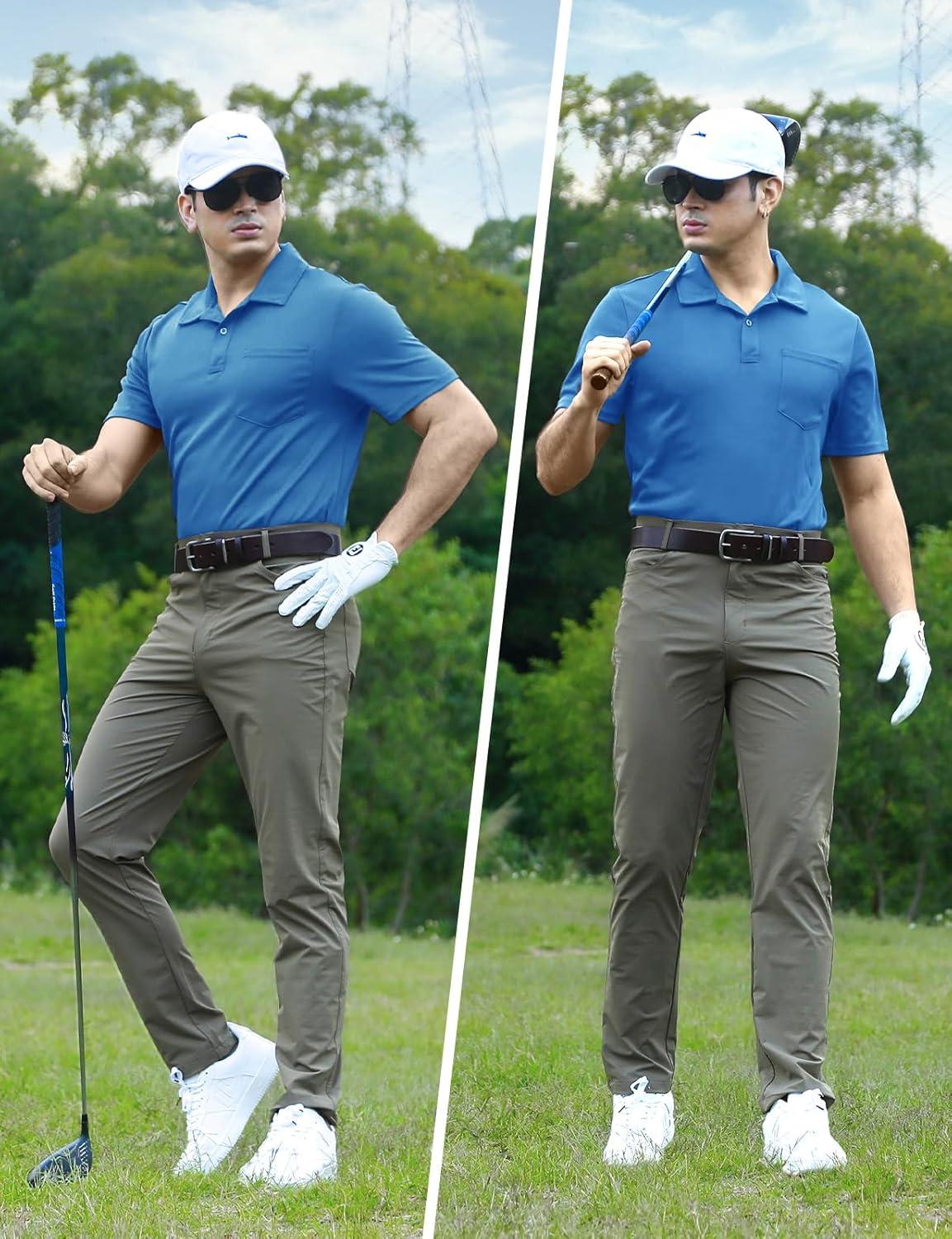 imageTBMPOY Mens Polo Shirts with Pocket Short Sleeve Quick Dry Casual Sports Outdoor Golf ShirtBlue
