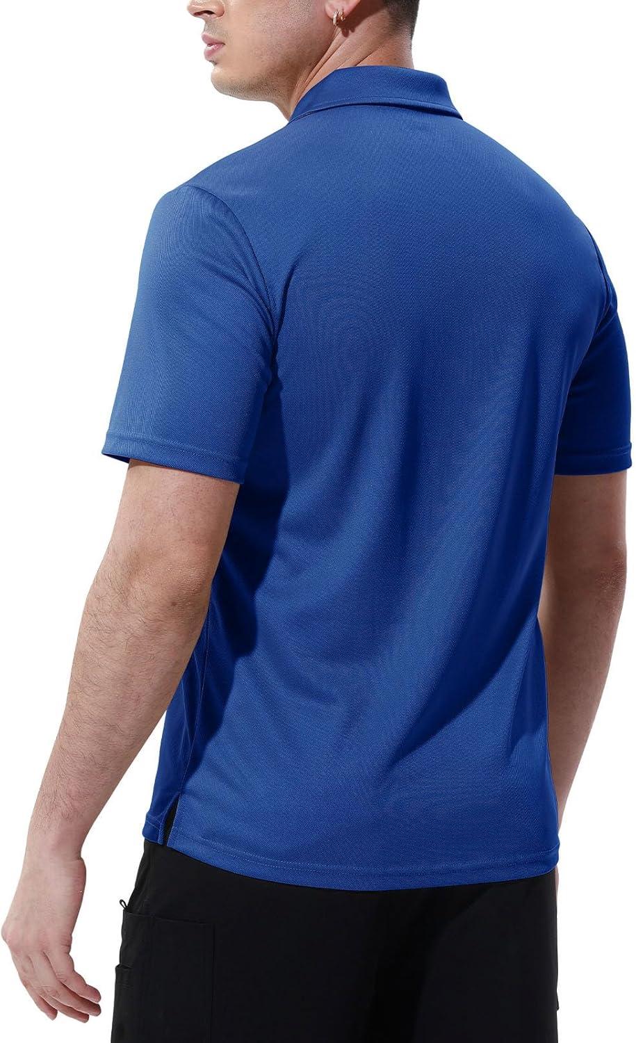 imageTBMPOY Mens Polo Shirts with Pocket Short Sleeve Quick Dry Casual Sports Outdoor Golf ShirtDark Blue