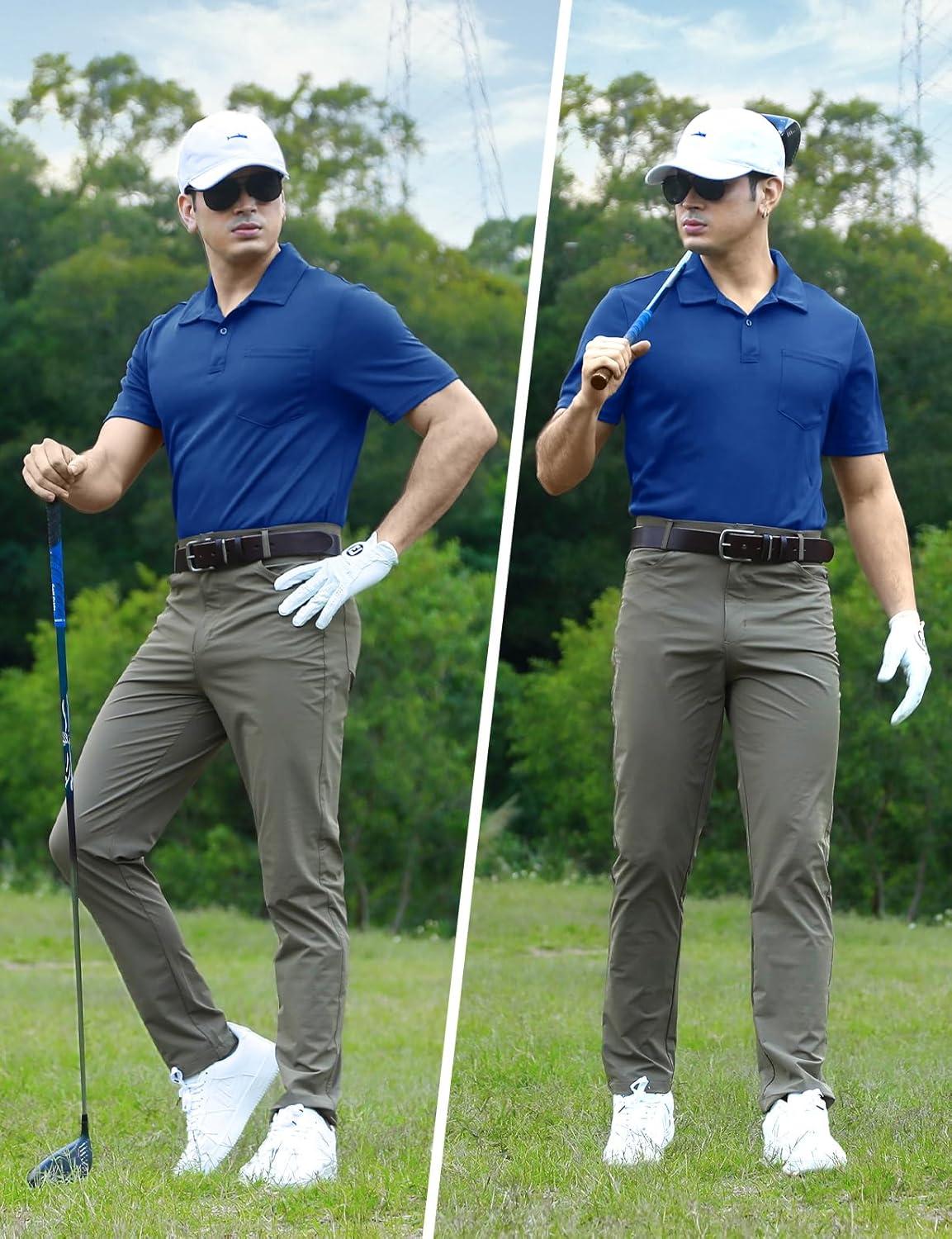 imageTBMPOY Mens Polo Shirts with Pocket Short Sleeve Quick Dry Casual Sports Outdoor Golf ShirtDark Blue