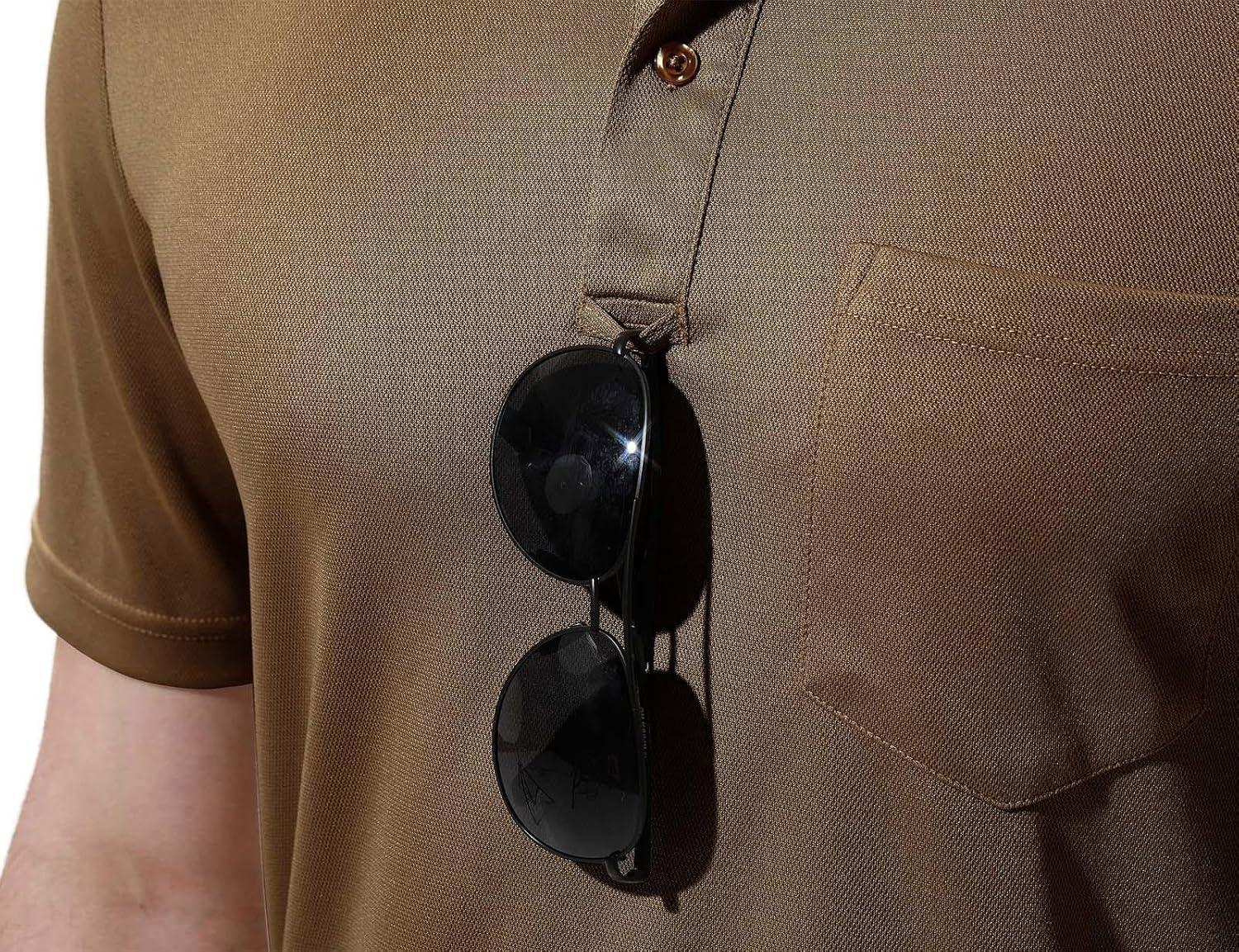 imageTBMPOY Mens Polo Shirts with Pocket Short Sleeve Quick Dry Casual Sports Outdoor Golf ShirtDark Brown