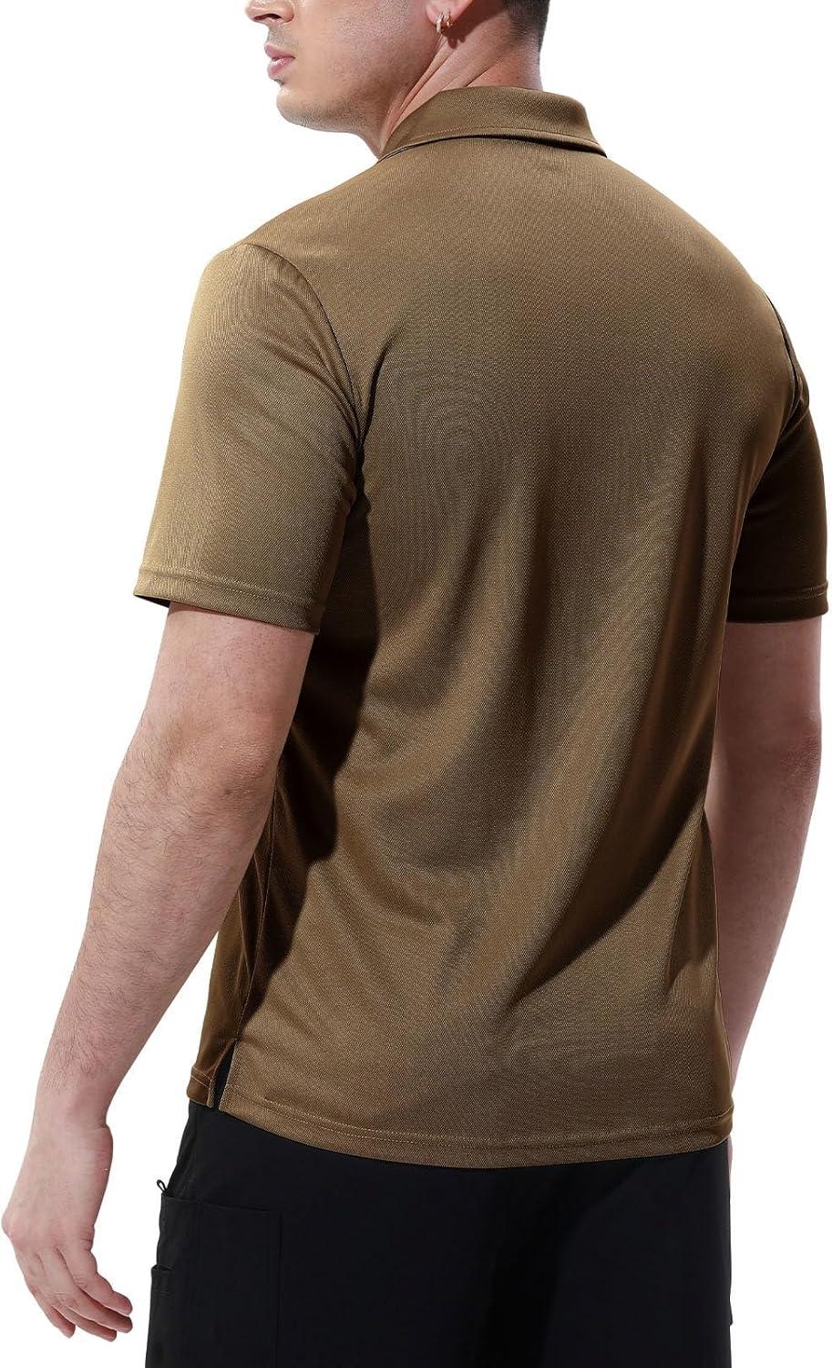 imageTBMPOY Mens Polo Shirts with Pocket Short Sleeve Quick Dry Casual Sports Outdoor Golf ShirtDark Brown