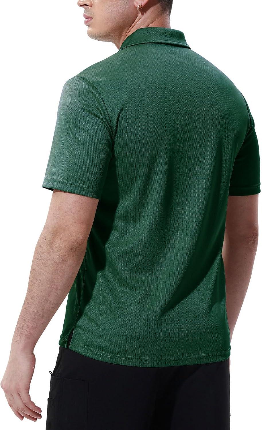 imageTBMPOY Mens Polo Shirts with Pocket Short Sleeve Quick Dry Casual Sports Outdoor Golf ShirtDark Green