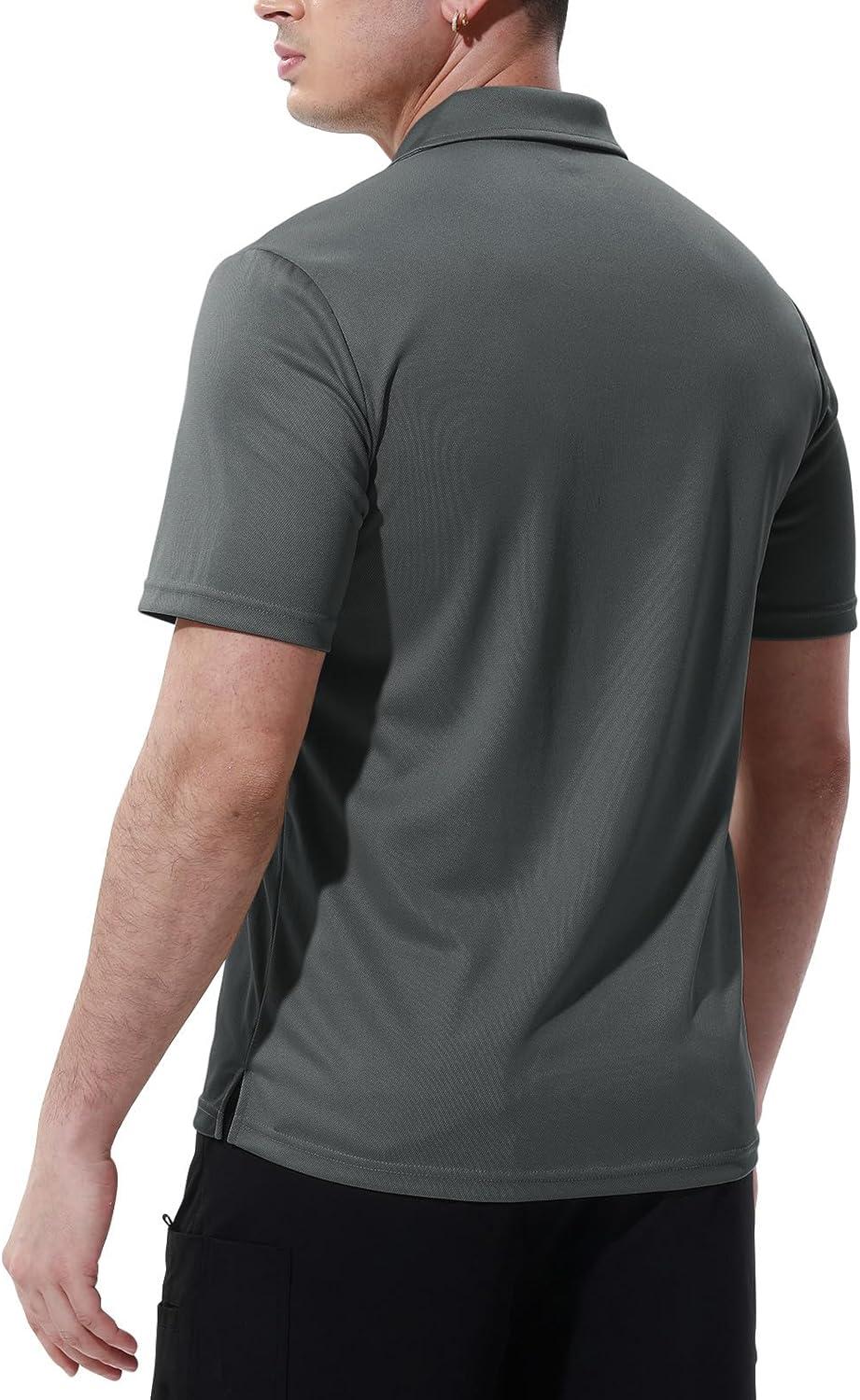 imageTBMPOY Mens Polo Shirts with Pocket Short Sleeve Quick Dry Casual Sports Outdoor Golf ShirtDark Grey