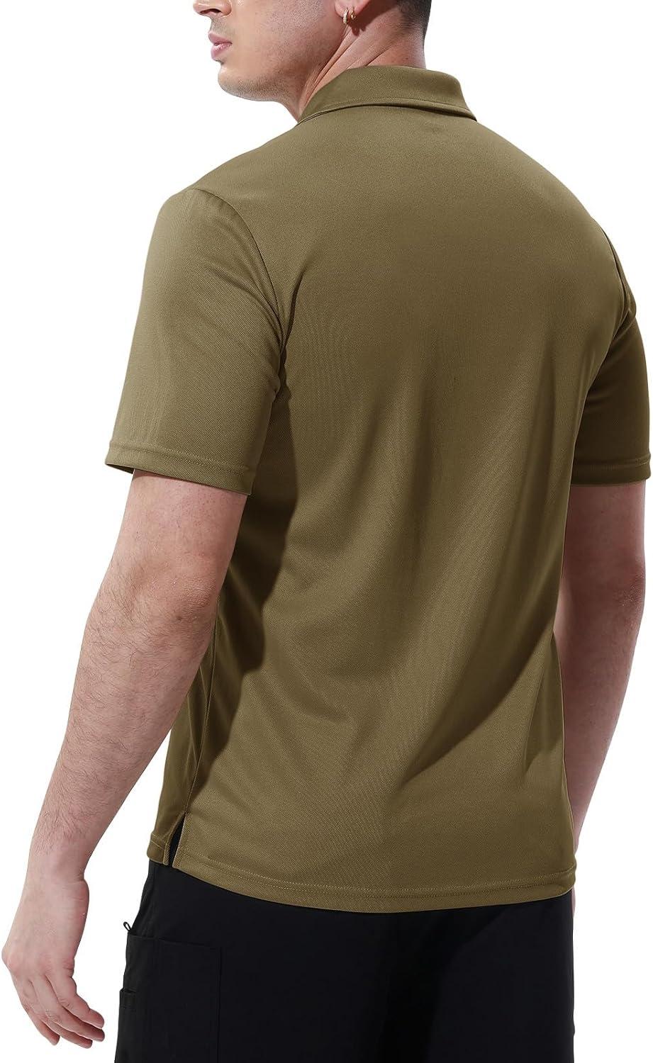 imageTBMPOY Mens Polo Shirts with Pocket Short Sleeve Quick Dry Casual Sports Outdoor Golf ShirtGreenish Brown