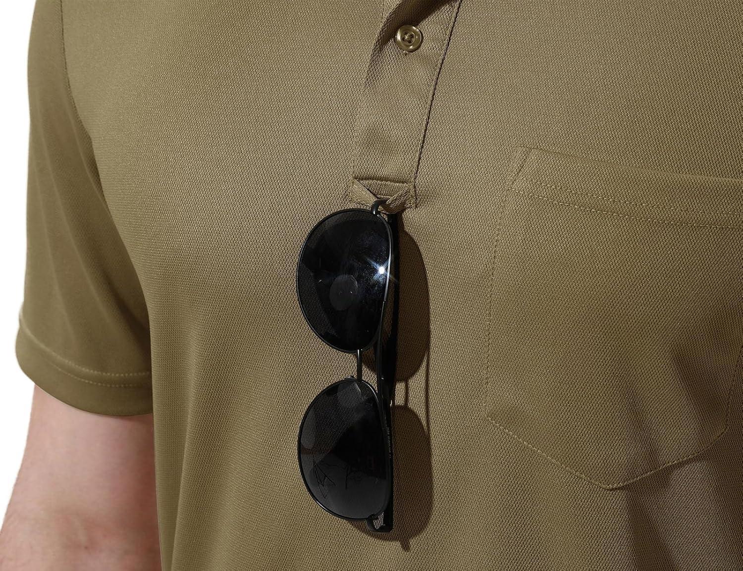 imageTBMPOY Mens Polo Shirts with Pocket Short Sleeve Quick Dry Casual Sports Outdoor Golf ShirtGreenish Brown