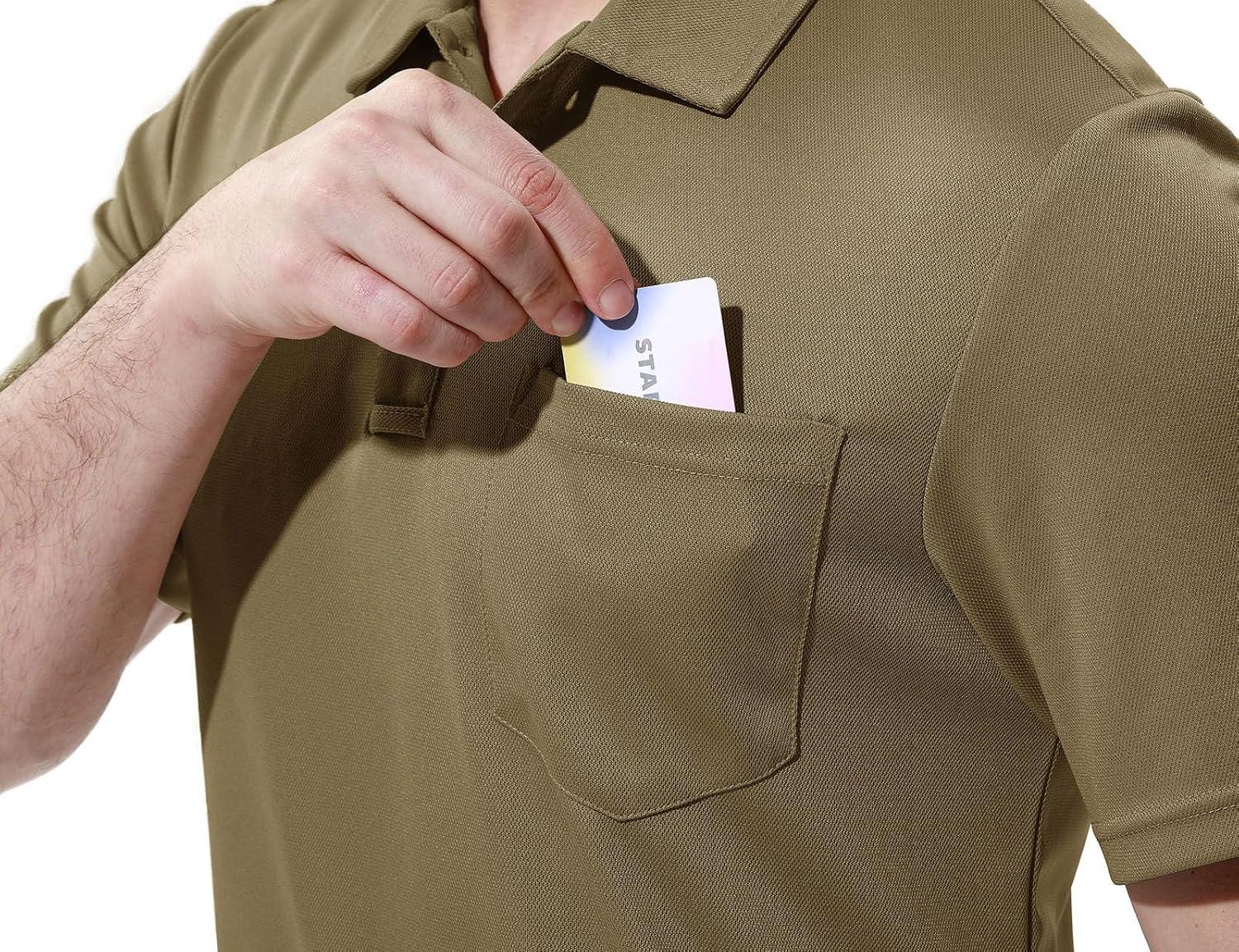imageTBMPOY Mens Polo Shirts with Pocket Short Sleeve Quick Dry Casual Sports Outdoor Golf ShirtGreenish Brown